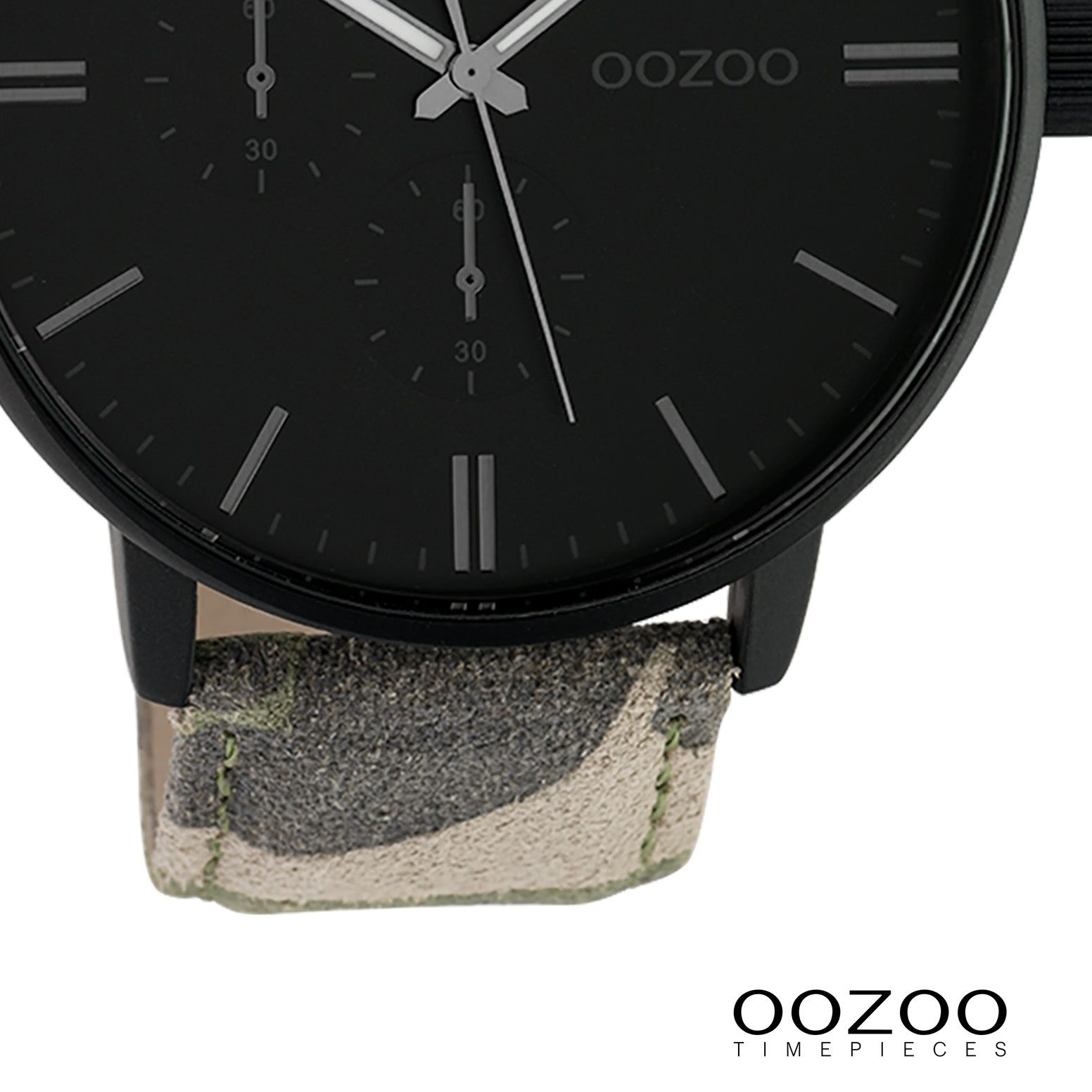 OOZOO Quarzuhr Oozoo Damen Armbanduhr Timepieces Analog, (Analoguhr), Damenuhr rund, extra groß (ca. 50mm) Lederarmband grün, braun, Fashion