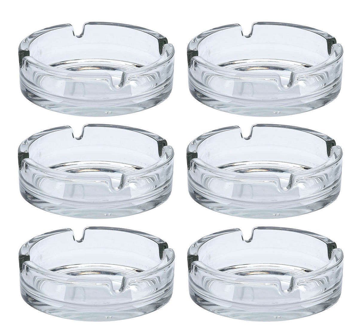 Spetebo Aschenbecher Glas Aschenbecher rund ca. 10cm - 6 Stück, Klassischer Tisch Ascher aus Klarglas