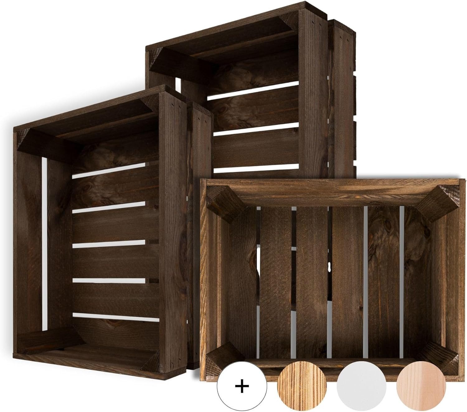 Creative Deco Holzkiste 3x Weinkisten Set Obstkiste Holz (3 Kisten)