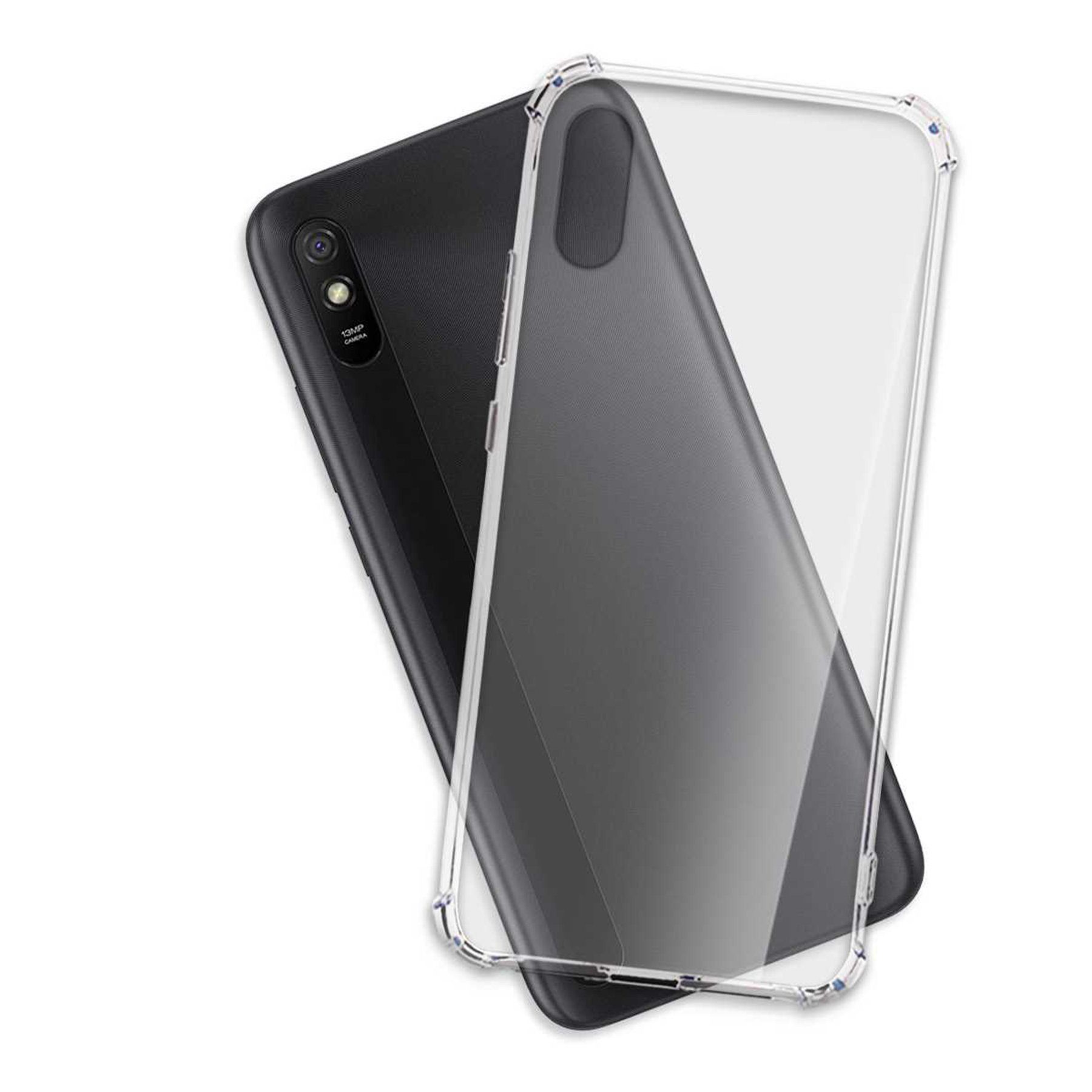 mtb more energy Smartphone-Hülle Clear Armor Case für Xiaomi Redmi 9A, Transparente TPU Schutzhülle Case Backcover mit Anti-Shock Verstärkung
