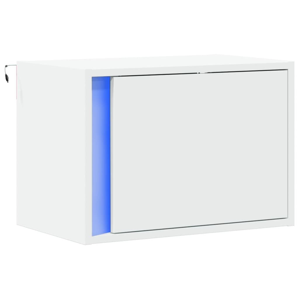 vidaXL Nachttisch Wand-Nachttisch mit LED-Leuchten Weiß günstig online kaufen
