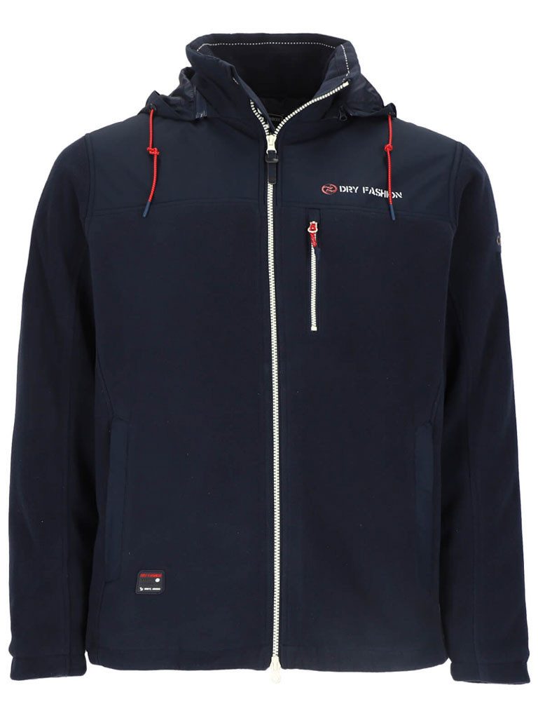 Dry Fashion Fleecejacke Tallin Herren Jacke Fleece mit Windstopp - Übergangsjacke mit Kapuze Verstellbare & abnehmbare Kapuze, 2-Wege-Reißverschluss, Taschen