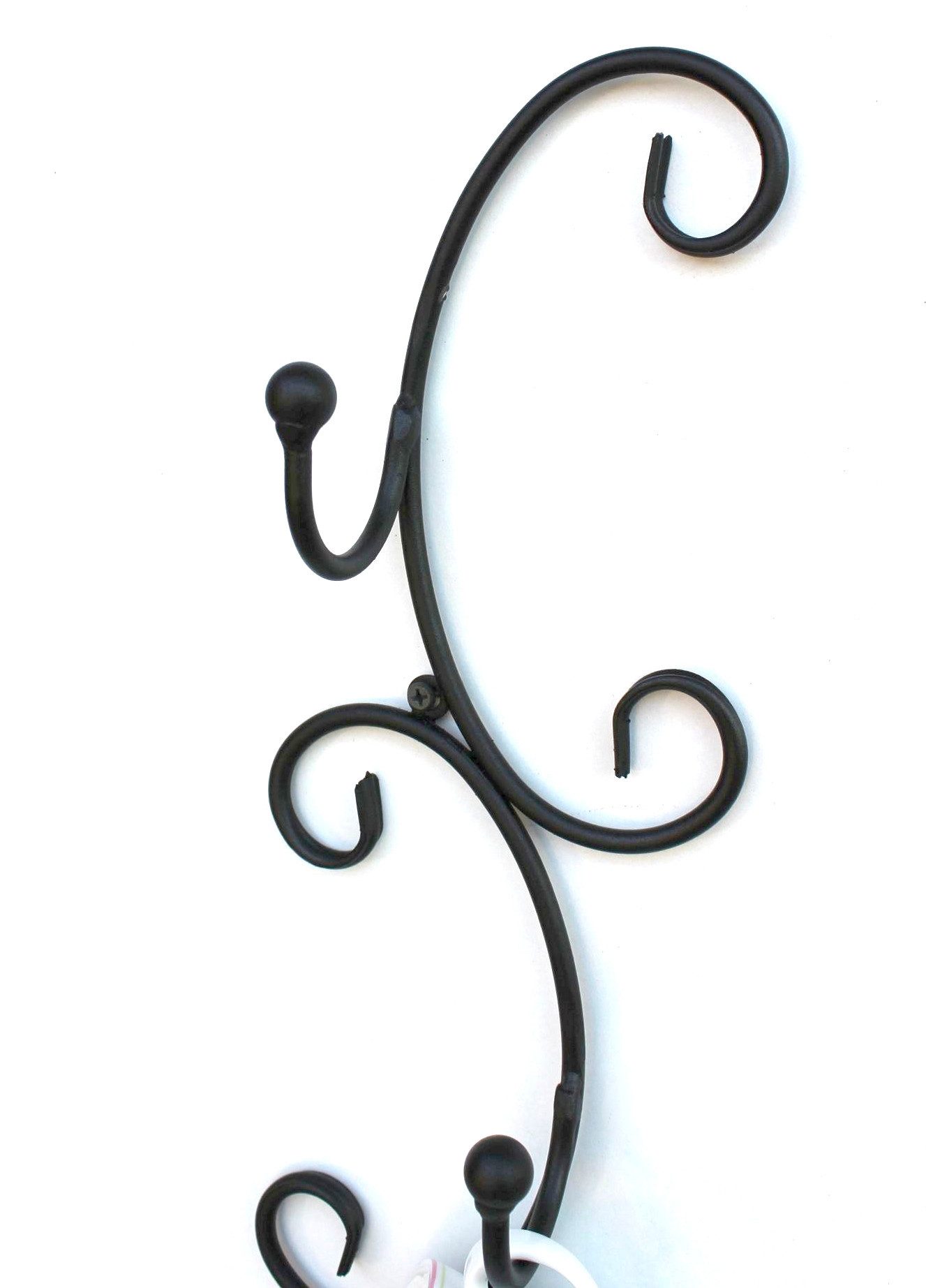 DanDiBo Gläserhalter Tassenhalter Wand Schwarz Metall 68 cm Olivia Tassenhaken Küche – Bild 2 von 5