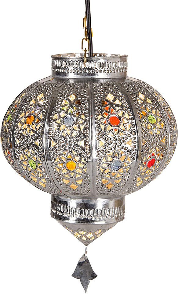 Marrakesch Orient & Mediterran Interior Deckenleuchte Orientalische Lampe Pendelleuchte Silber Malak E27