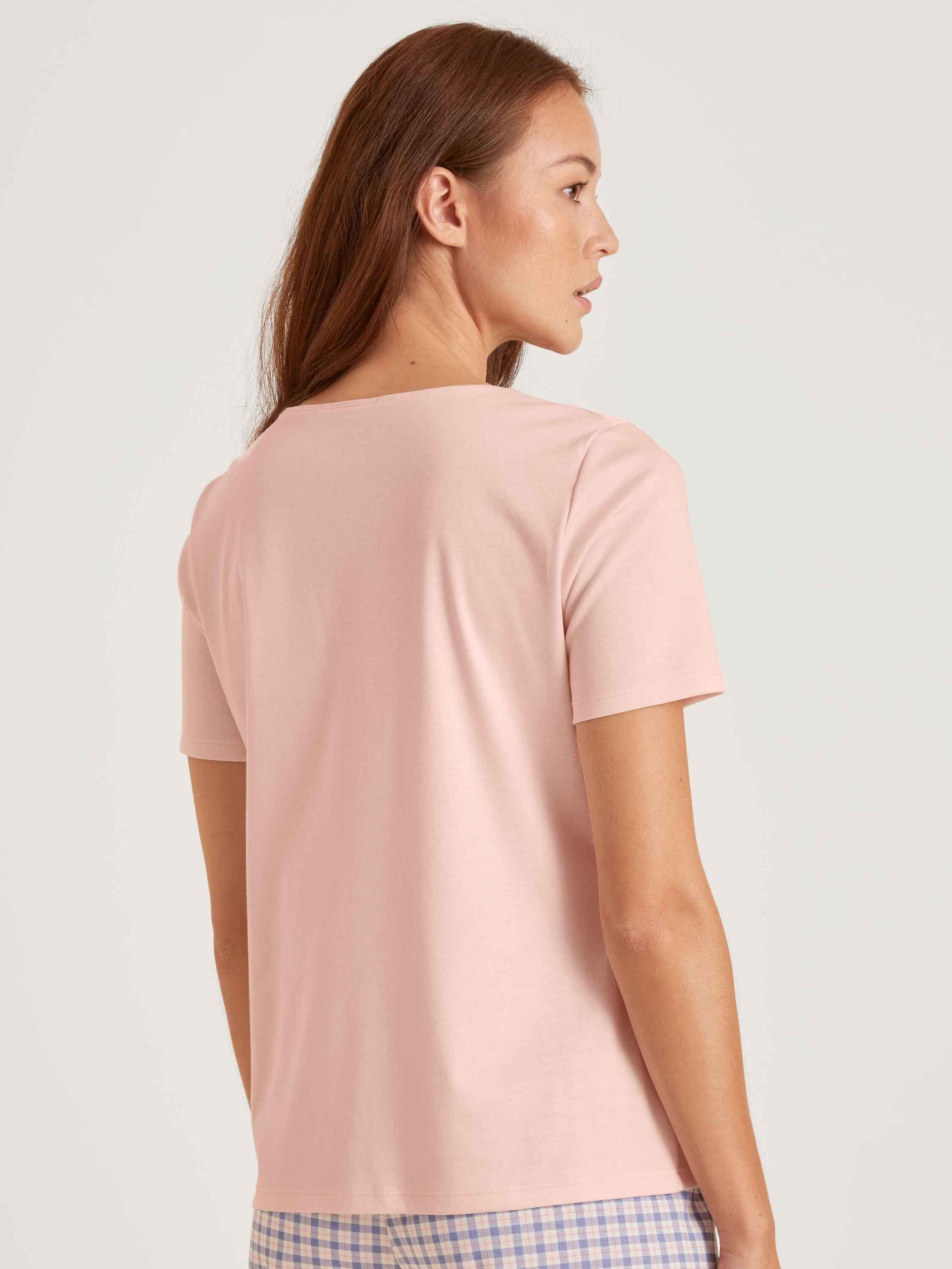 V-Neck CALIDA (1-tlg) blush T-Shirt, Kurzarmshirt pearl