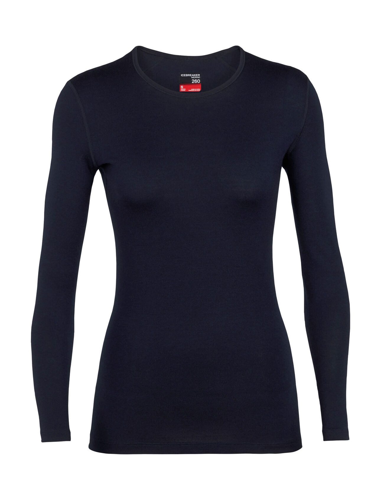 Icebreaker Langarmshirt Unterwäsche 260 Tech Crewe - Merinowolle, enganliegend - dunkelblau