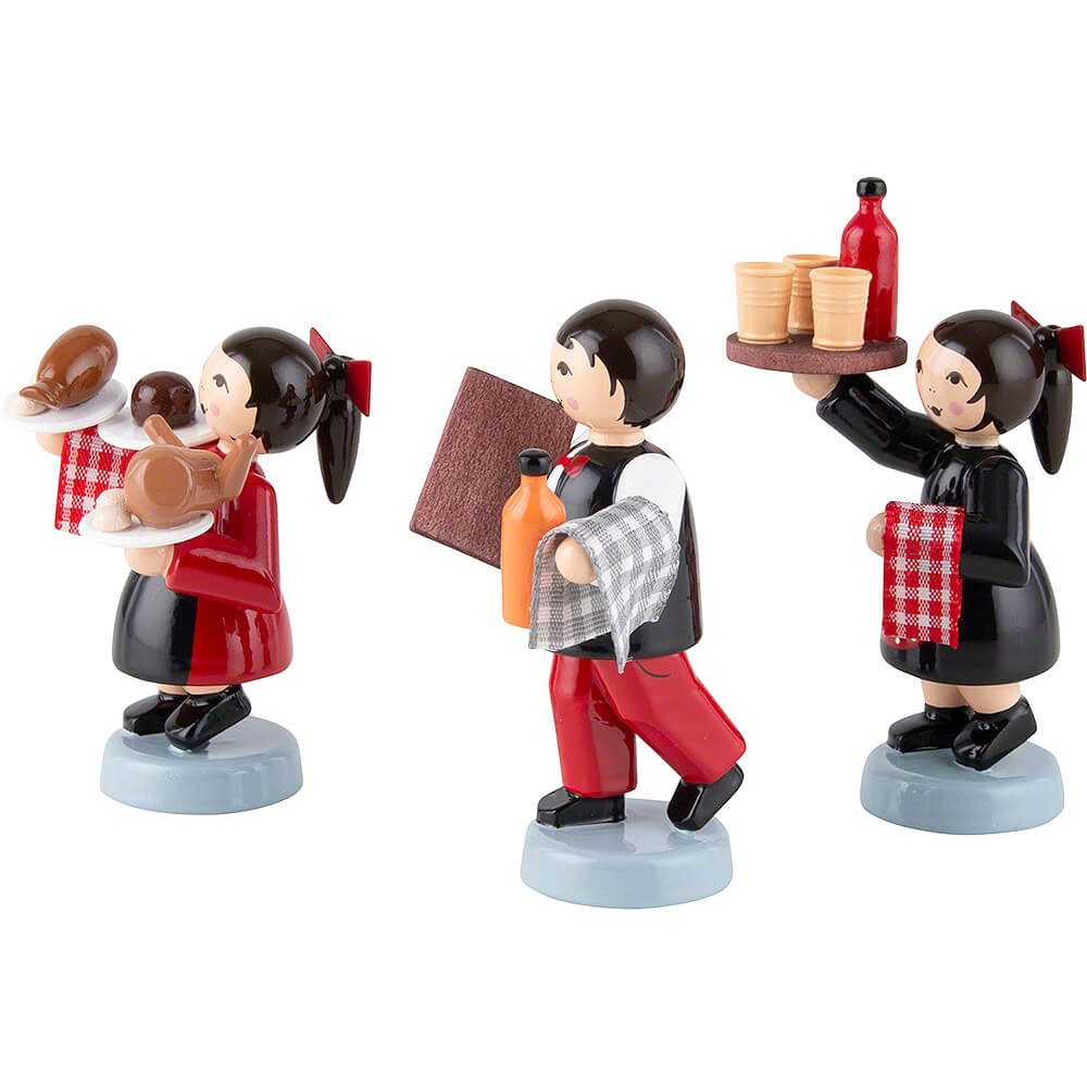 ULMIK Dekofigur Winterkinder Kellnergruppe 3-teilig rot (7cm) von ULMIK