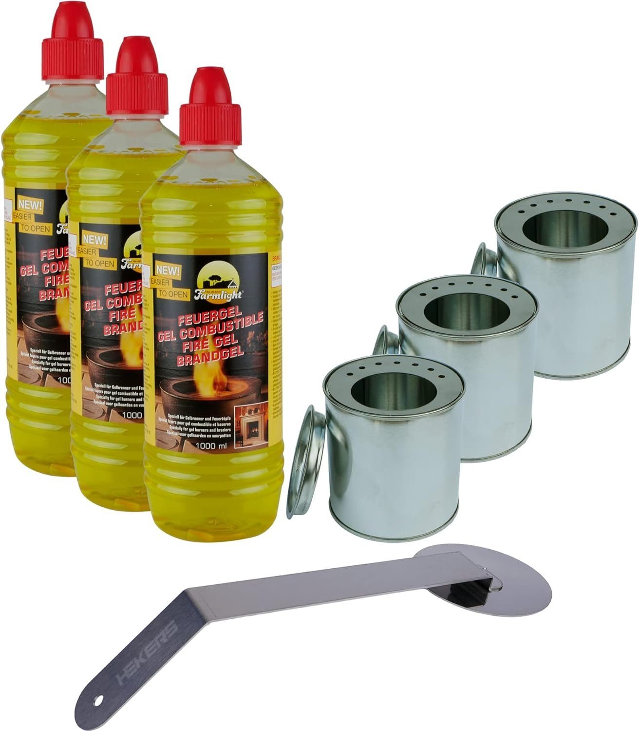 HEKERS Brennpaste Brenngel Starter-Set (3-7 teilig), 3 l