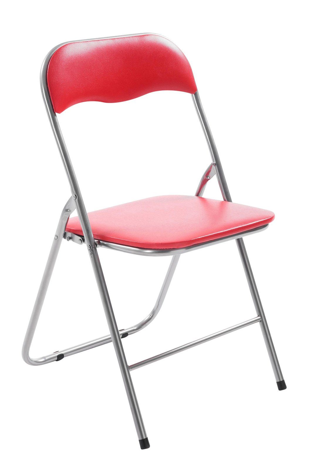 CLP Klappstuhl Felix, Klappbarer mit Kunstleder PVC Sitz Gepolstert rot/silber