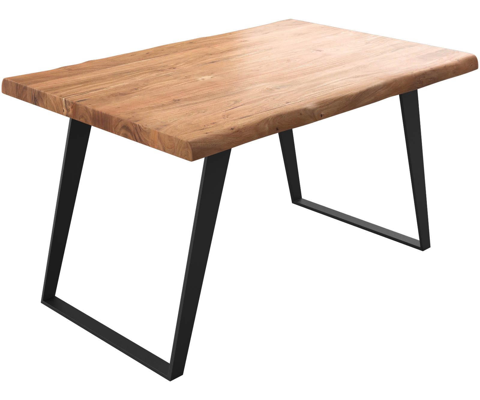DELIFE Esstisch Edge, Akazie Natur 140x90 XL Metall Schräg Live-Edge