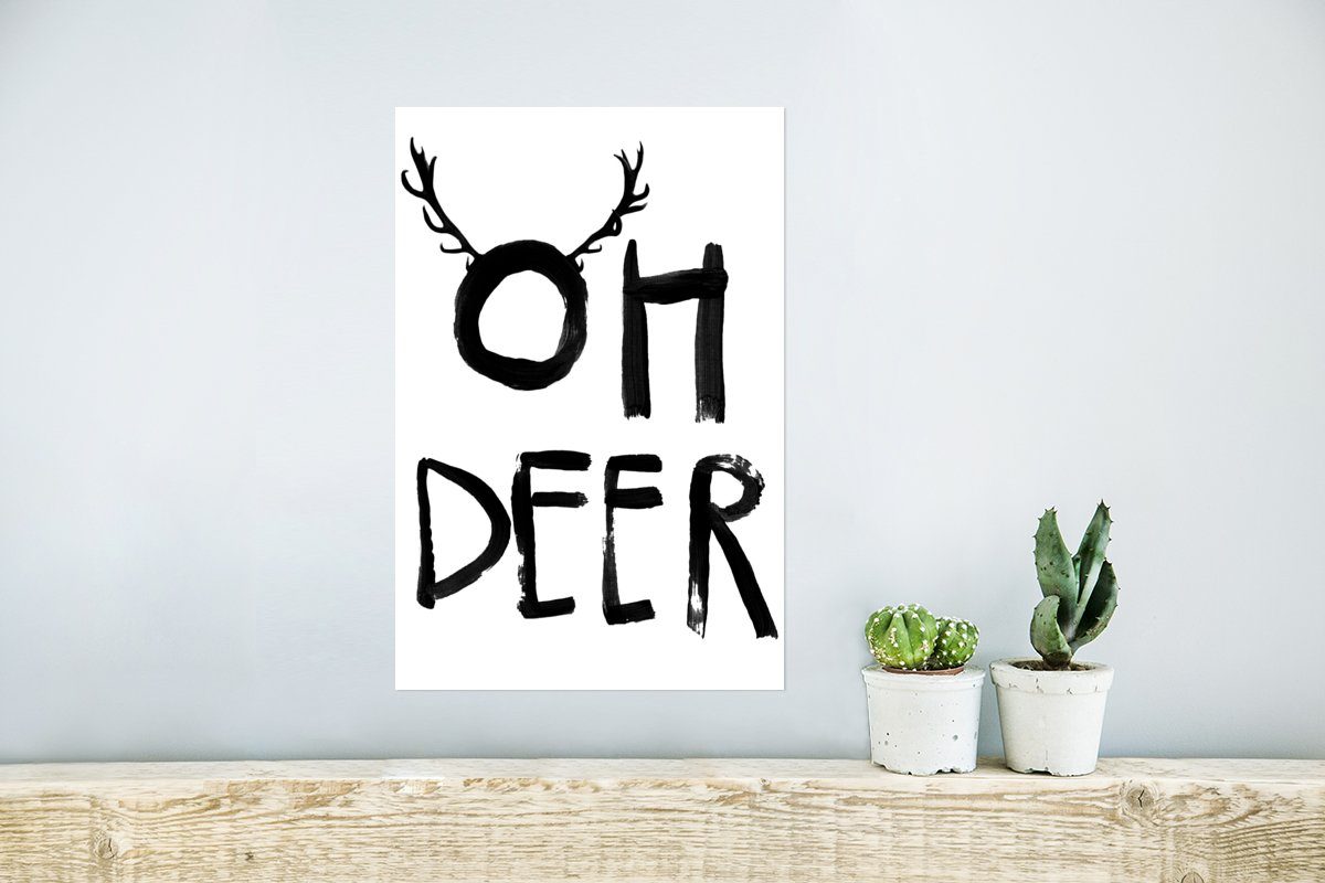 - Oh Wandbild, - Poster, (1 Ohne Rahmen St), Wandposter Poster Weihnachten Geweih, Zitate Deer - für - Tiere MuchoWow Wohnzimmer,