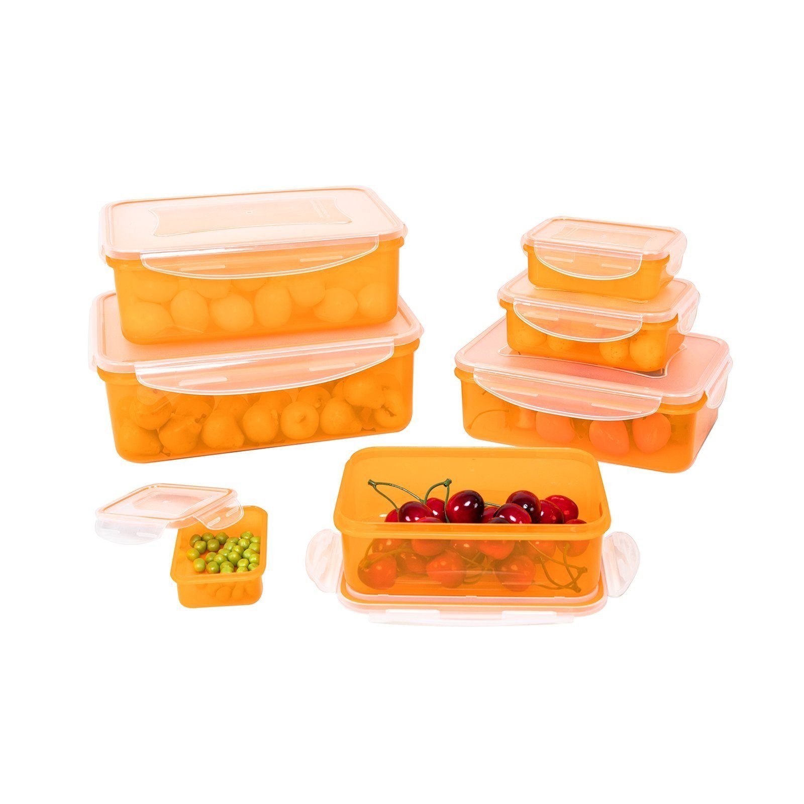 Set, Kunststoff, (Set, 14-tlg), Orange Frischhaltedose Frischhaltedosen 14-teiliges Neuetischkultur Lebensmitteldose