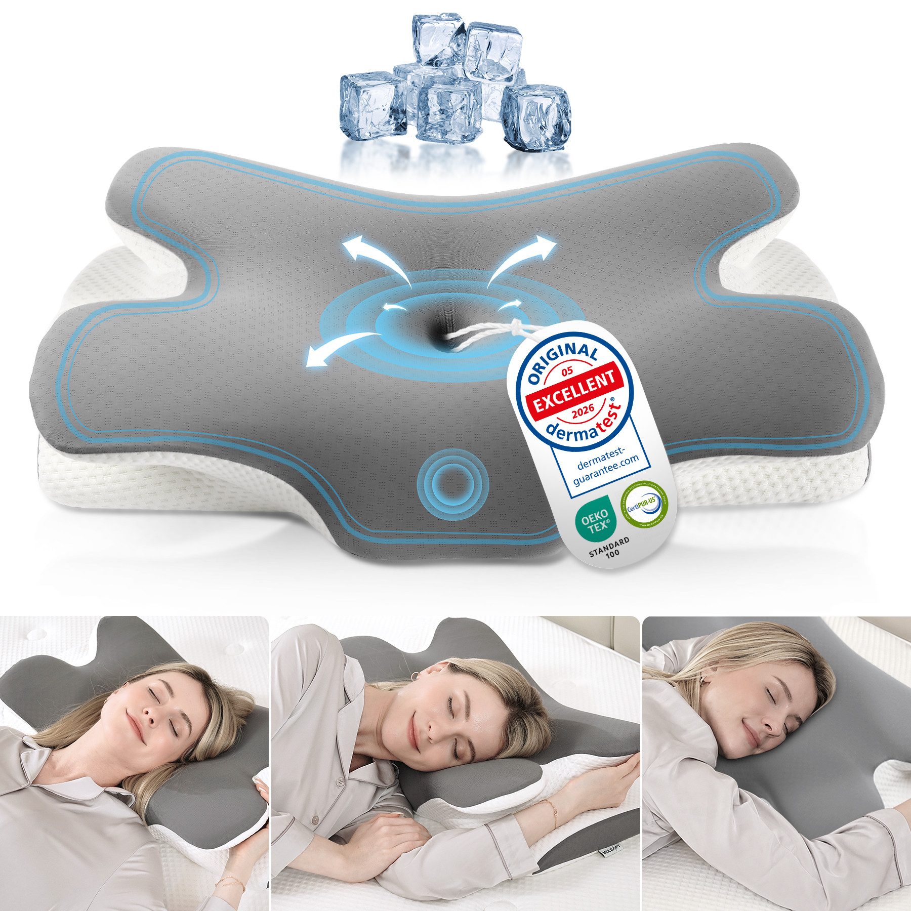 Nackenstützkissen kühlendes Kopfkissen,Seitenschläferkissen,Orthopädisches Kissen