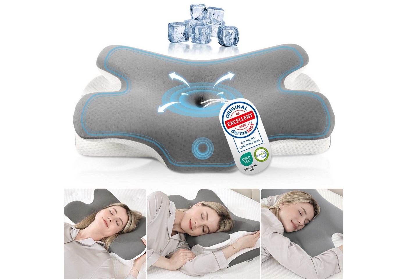 Simloveve Nackenstützkissen kühlendes Kopfkissen,Seitenschläferkissen,Orthopädisches Kissen, Füllung: Memory Foam, Rückenschläfer, Seitenschläfer, Bauchschläfer, Ergonomisches Kopfkissen, Nackenkissen OEKO-TEX® Standard 100 & CertiPUR-US Zertifiziert, Was