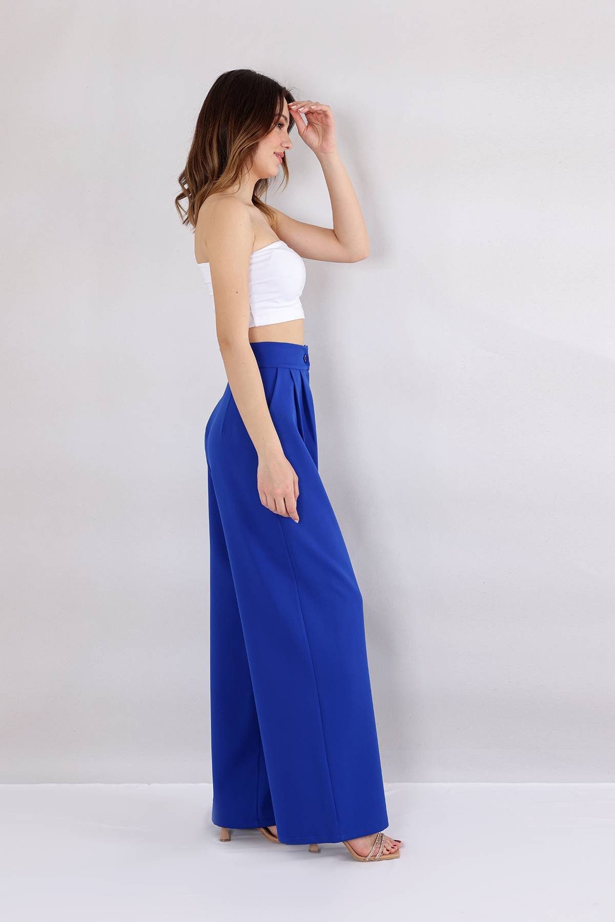 fashionshowcase Bundfaltenhose Damen Palazzohose – Hoher günstig online kaufen
