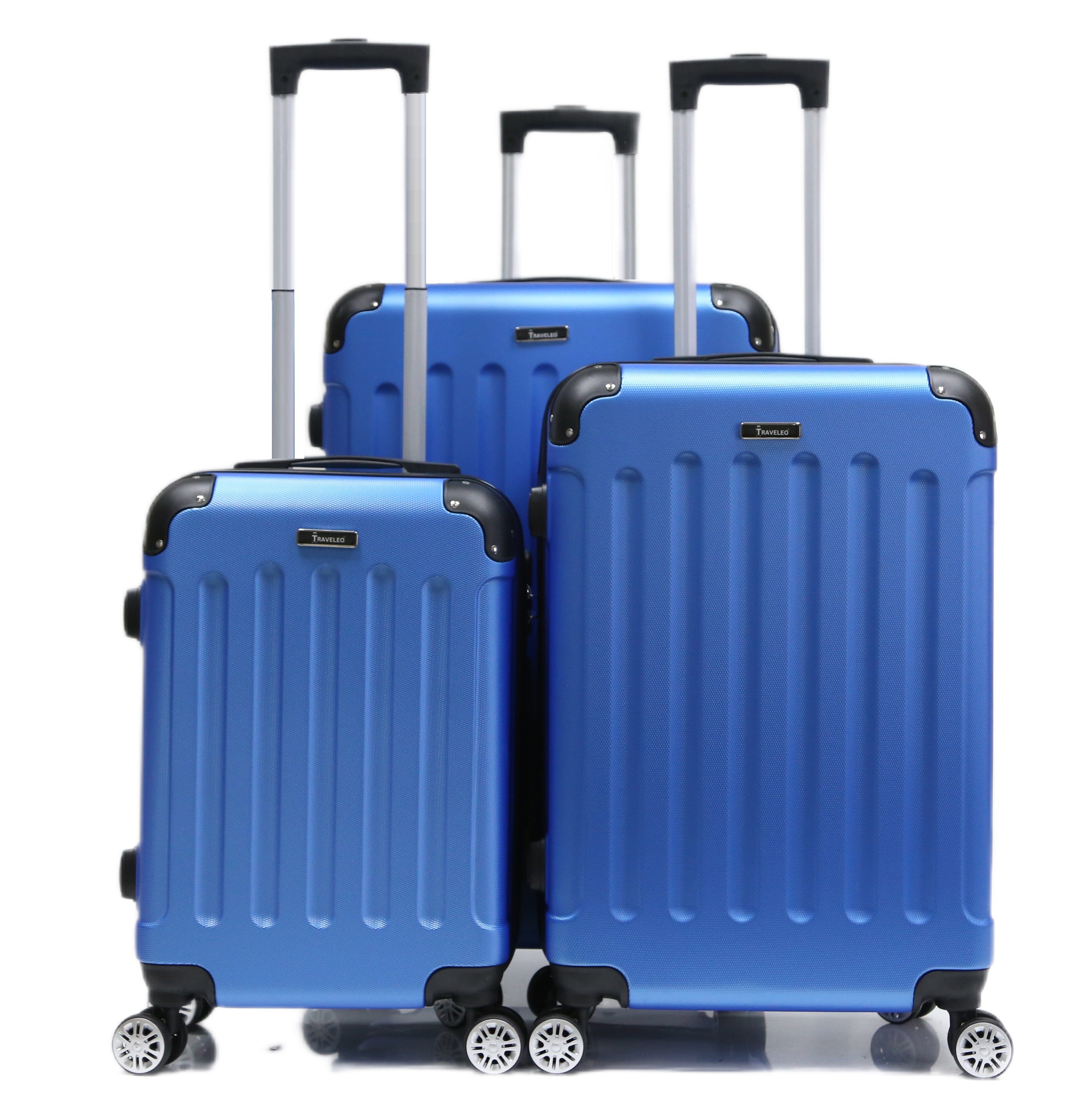 Cheffinger Trolley 3 Blau Kofferset tlg) (3 tlg Koffer Kofferset Handgepäck, Hartschale Set Reisekoffer