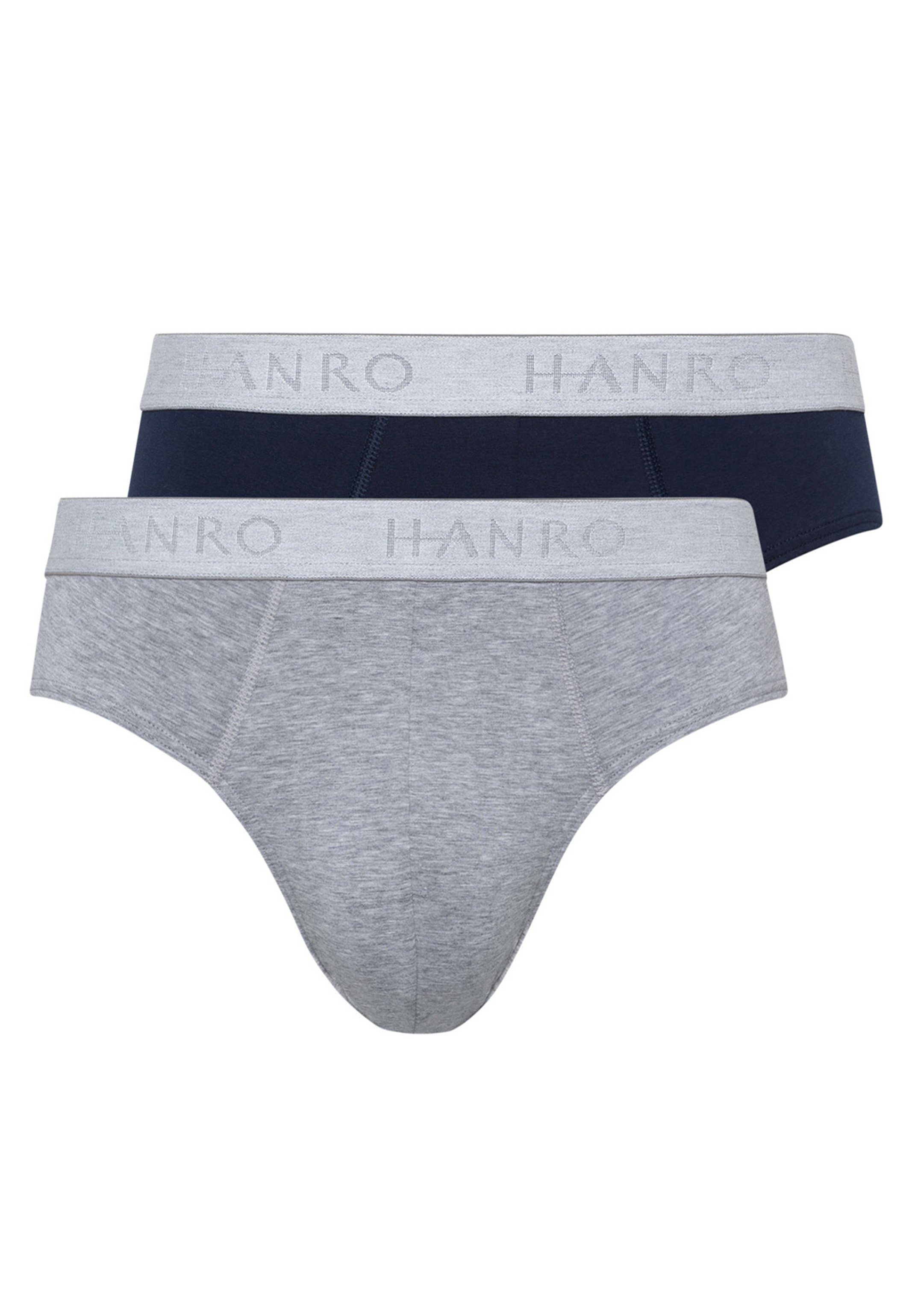 Hanro Slip 2er Pack Cotton Essentials (Spar-Set, 2-St) Slip / Unterhose - Baumwolle - Ohne Eingriff - Light Melange/Deep Navy