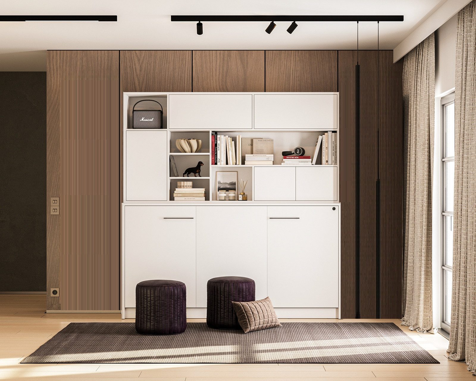 QMM TraumMöbel Schrankbett Wandbett SBH 90x200 mit Aufsatz und Schränken weiß (Set, 2-St., Schrankbett SHB 90x200, Aufsatz zum Schrankbett, Schränke (optional) in 3 Varianten zur Auswahl