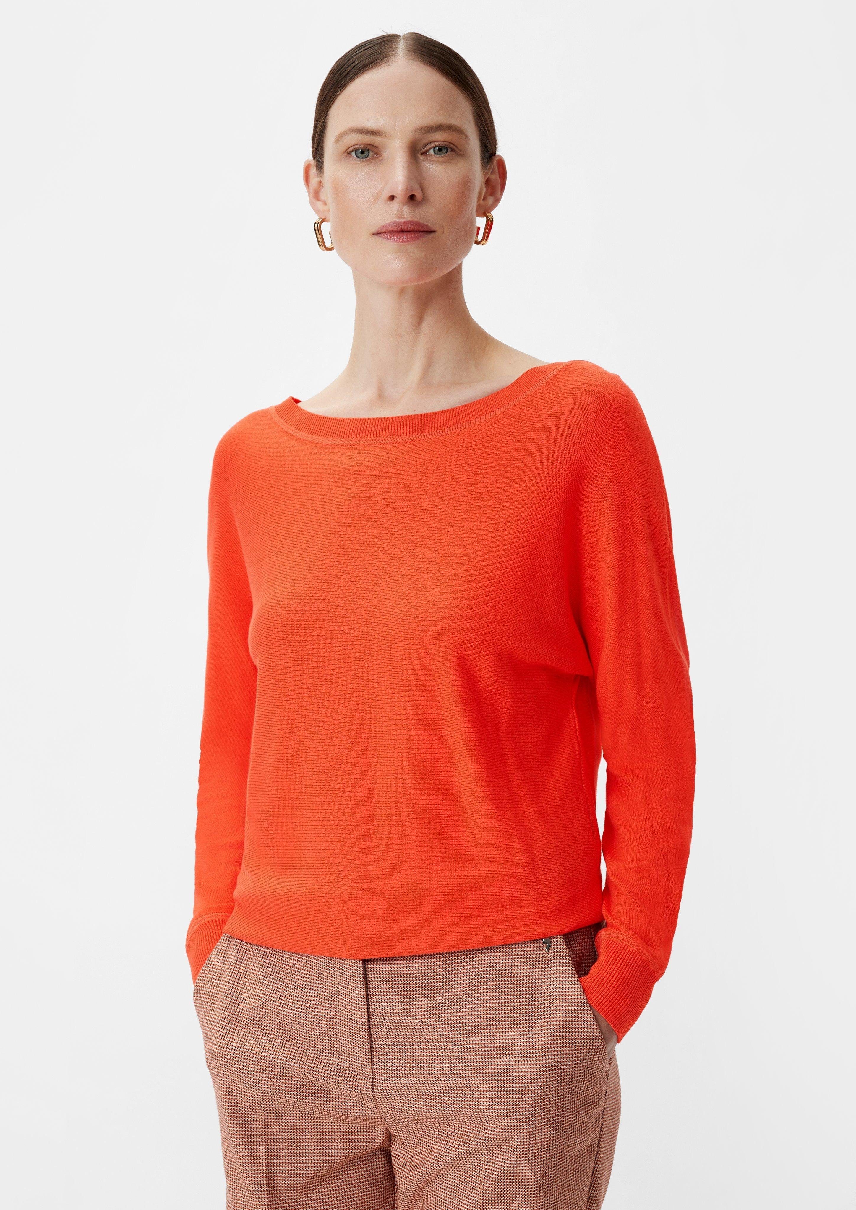 Comma Langarmshirt Strickpullover aus Viskosemix orange