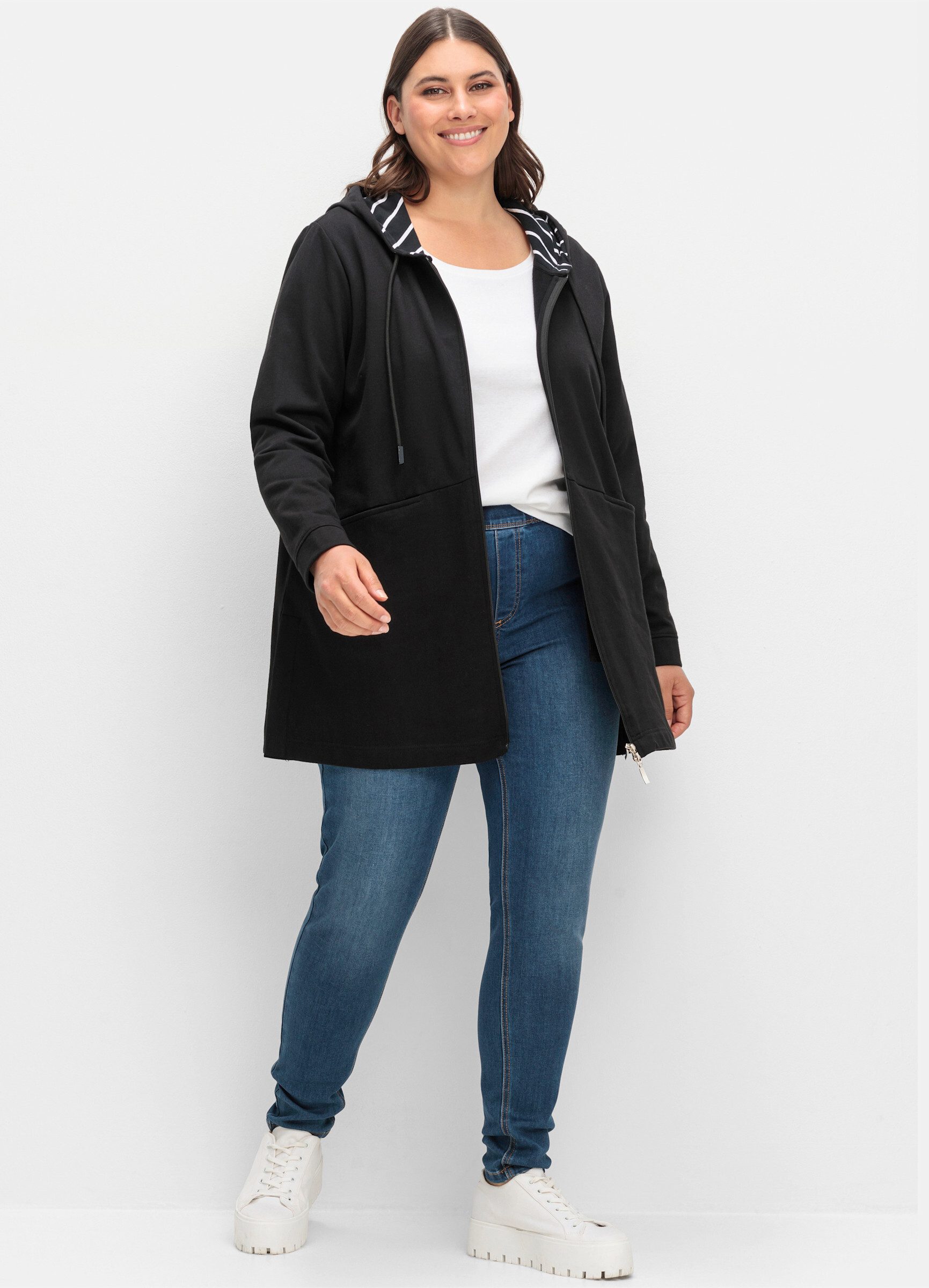 Sheego Shirtjacke Sweatjacke Langarm günstig online kaufen