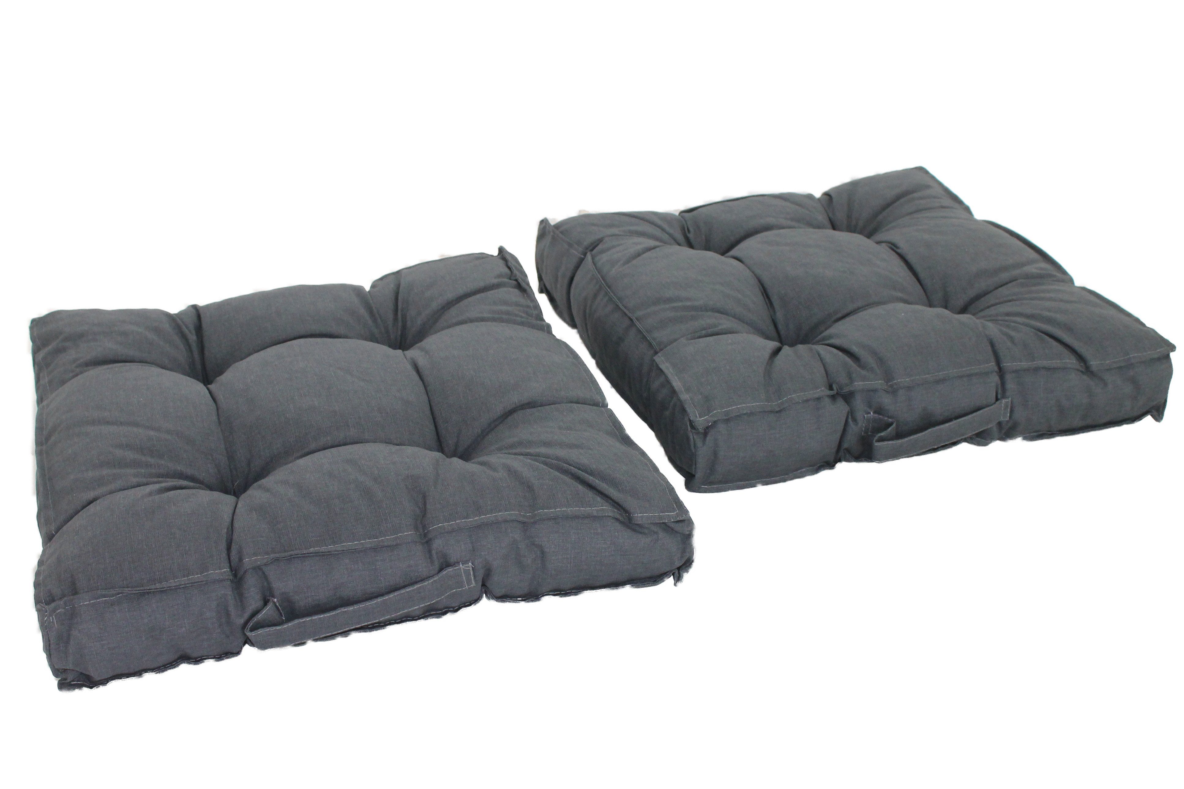 für Boxkissen Auflagen, den Loungekissen, Home Dunkelgrau Feeling Sitzkissen Outdoorbereich 2er-Set,