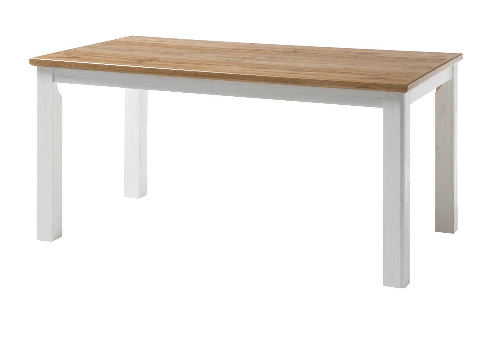 Furn.Design Esstisch Hemsby (Küchentisch in Pinie weiß und Wotan Eiche, ca. 160 x 90 cm, bis 6 Personen), Landhausstil