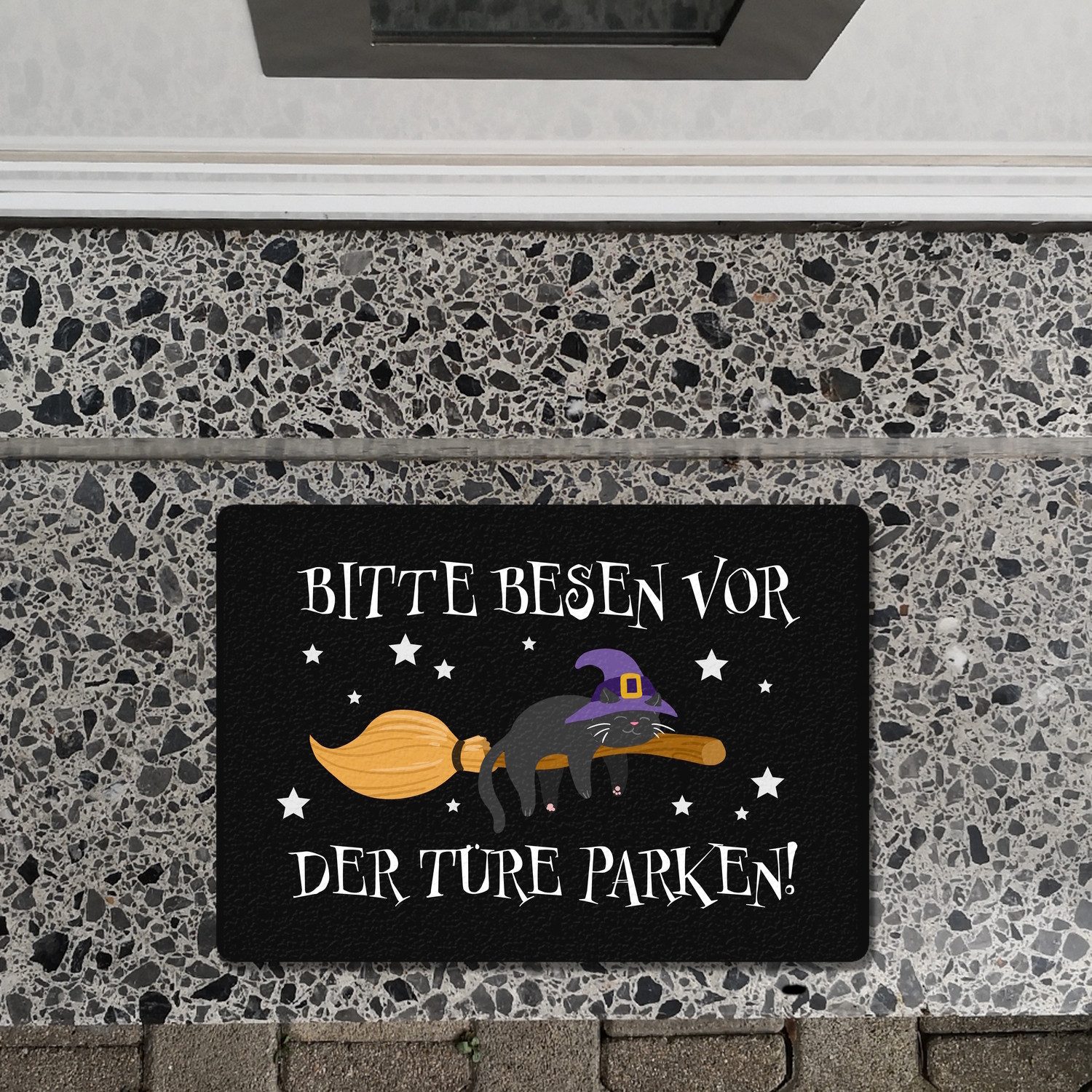 speecheese Fußmatte Hexen Katze auf Besen günstig online kaufen