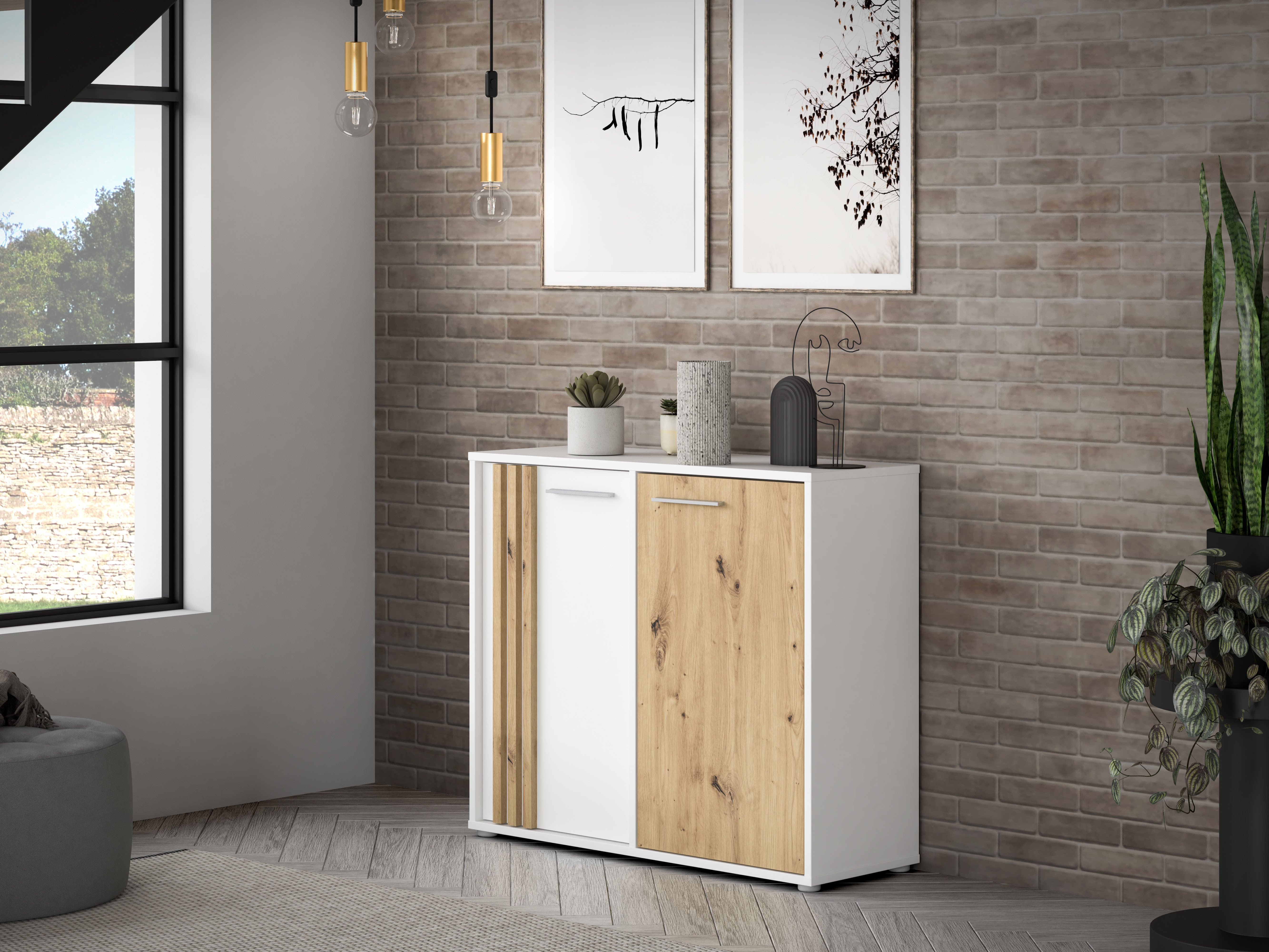 FORTE Kommode Cardigan, Kommode, 2 farbig, Stauraum, Einlegeböden, Soft Close