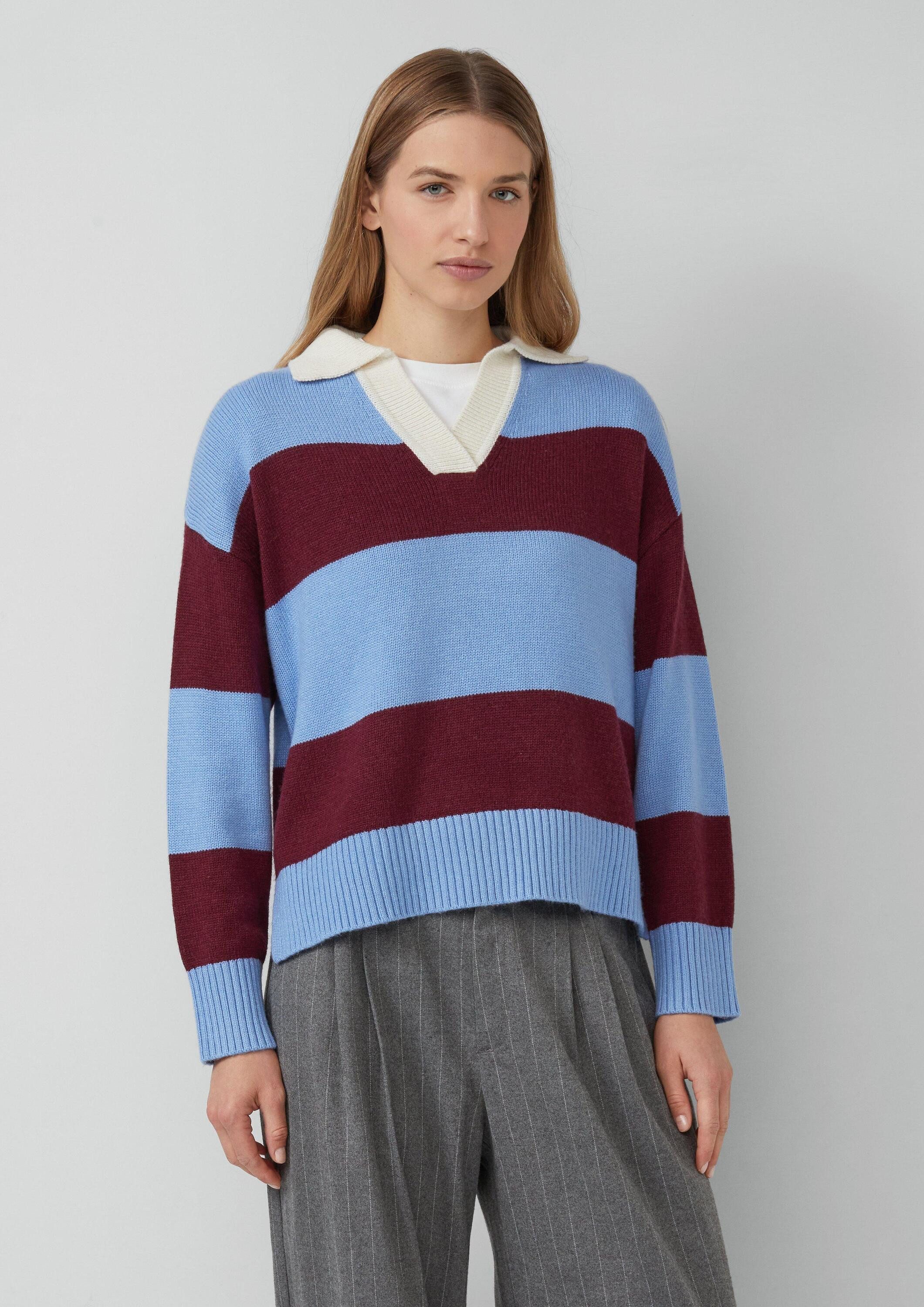 s.Oliver Longpullover Strickpullover Strickpullover aus Viskosemix mit Kragen