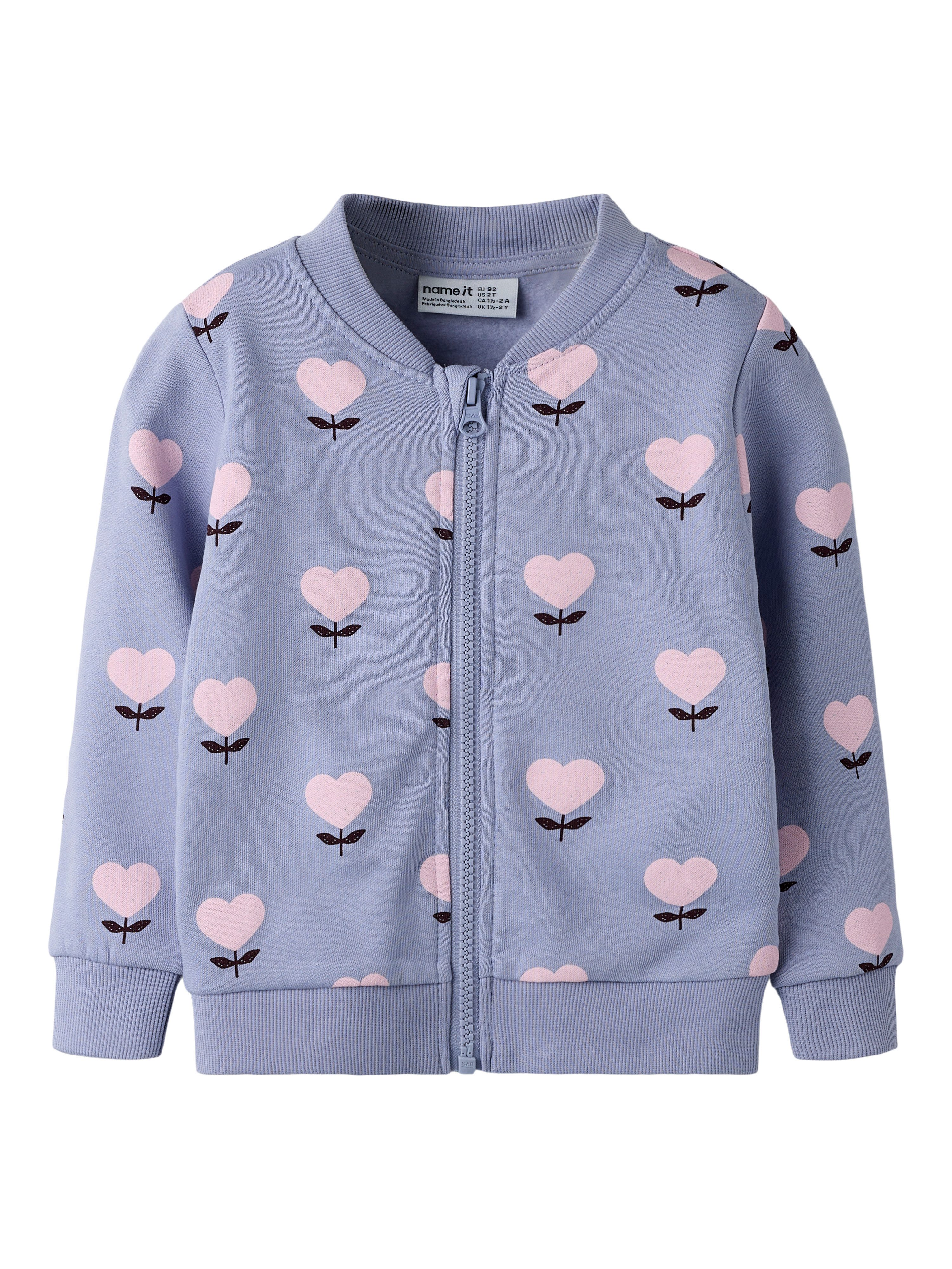 Name It Sweatjacke NMFOLINIAS LS SWE CARD BRU PB Baumwolle, Alloverdruck – Bild 2 von 4