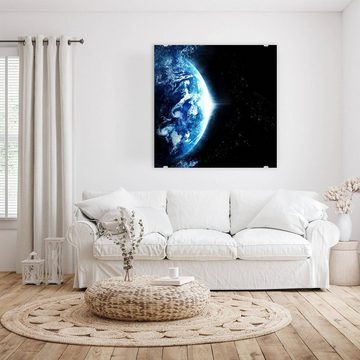 Primedeco Glasbild Wandbild Quadratisch Sturm auf der Erde mit Aufhängung, Weltall