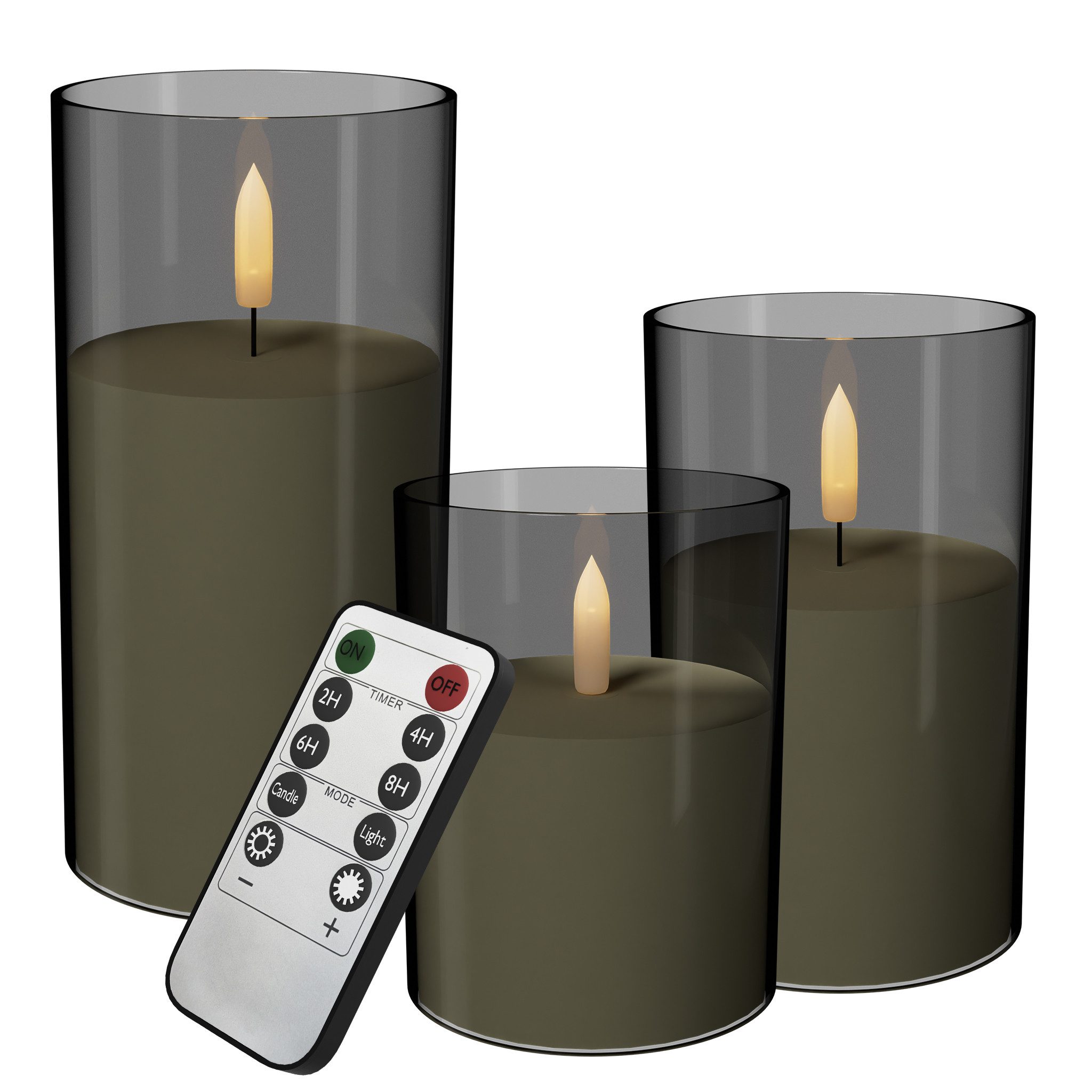 FIVMEN LED-Kerze 3 Stück LED Kerzen Flammenlosekerzen mit Fernbedienung Acr günstig online kaufen
