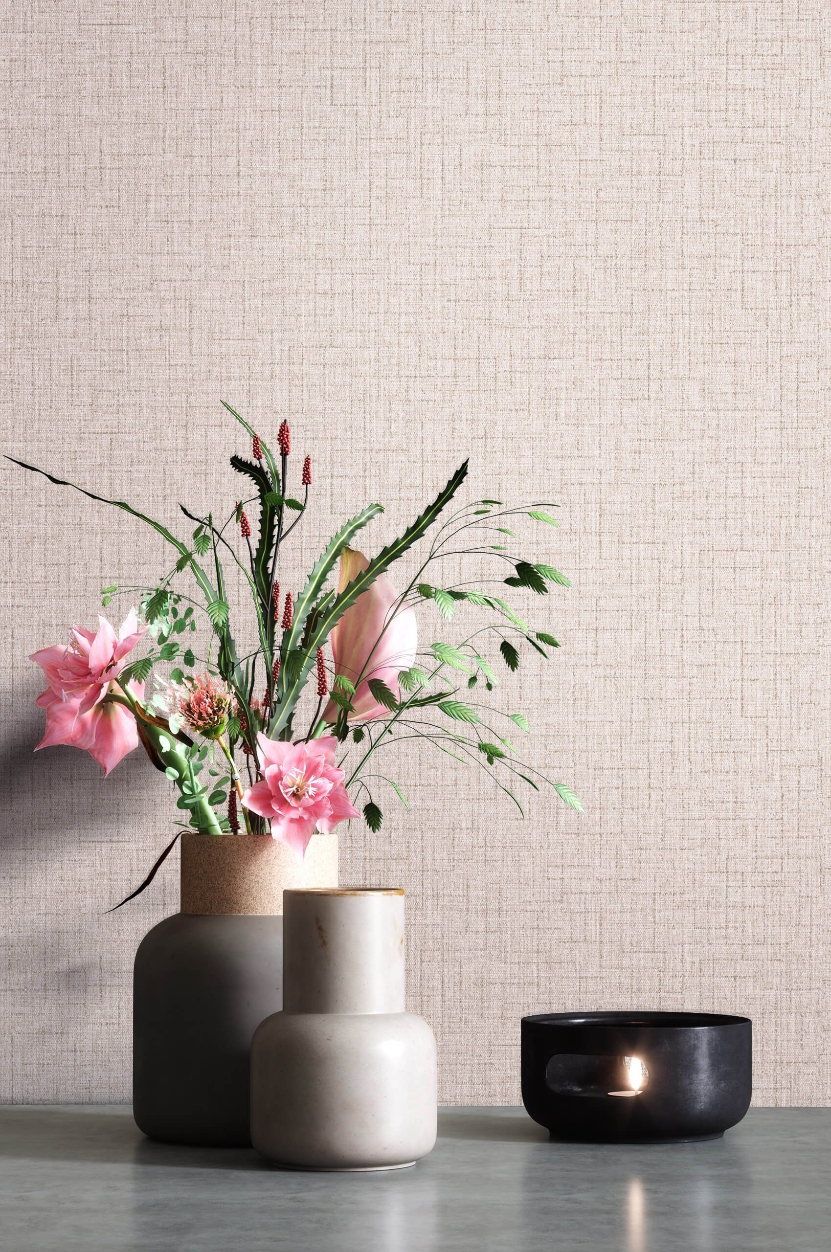 Newroom Vliestapete, Beige Tapete Uni Struktur günstig online kaufen