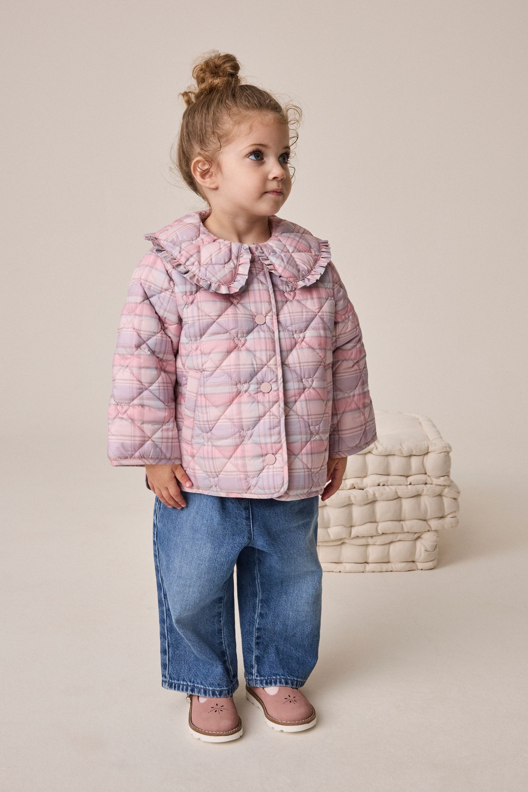 Next Regenjacke Wasserabweisende Steppjacke mit Rüschenkragen (1-St)