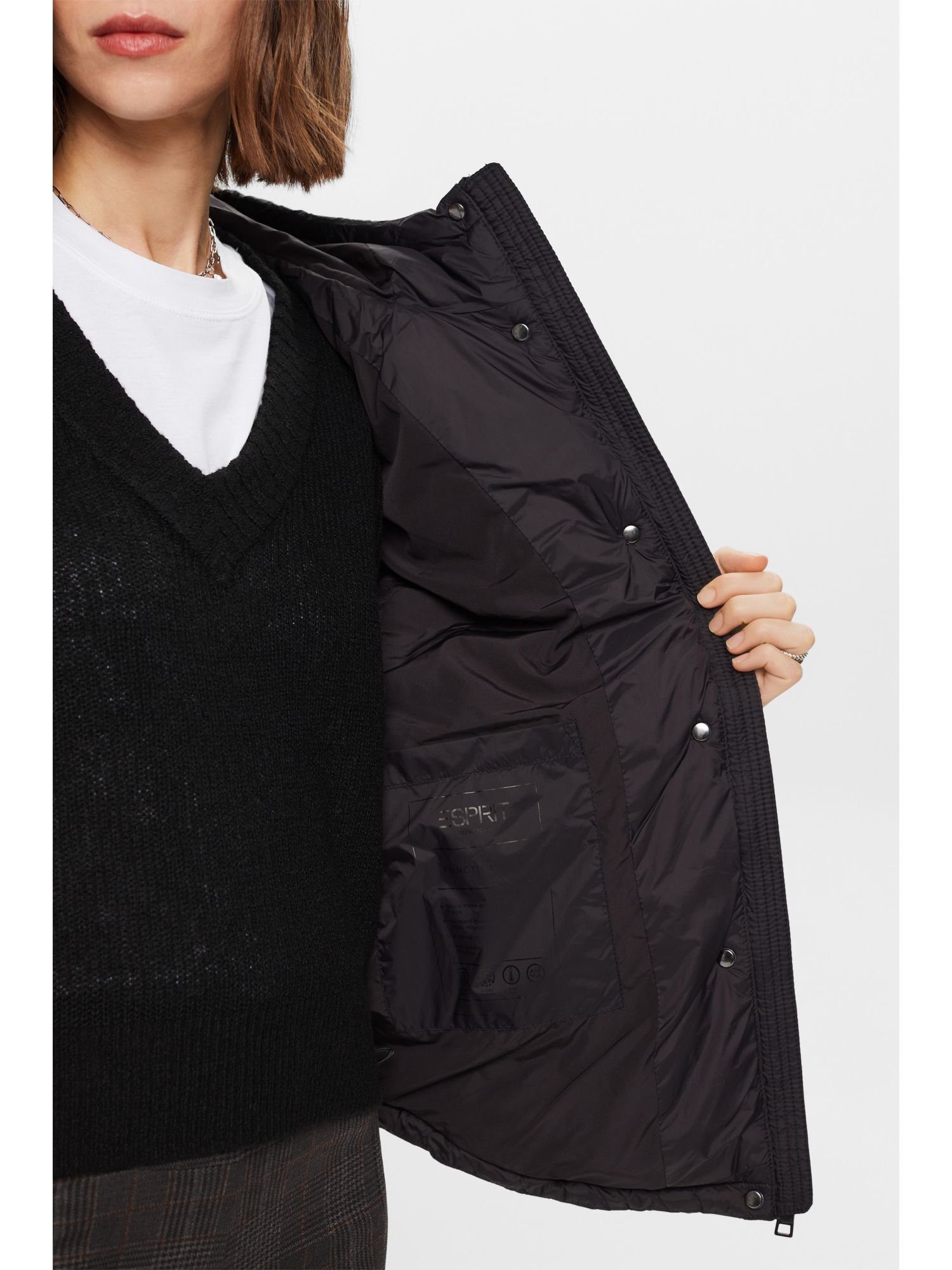 Kapuze edc by Esprit mit BLACK Steppmantel Steppweste Recycelt: