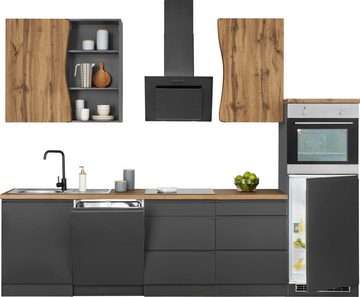 Kochstation Küche KS-Bruneck, 300cm breit, ohne E-Geräte, hochwertige MDF-Fronten