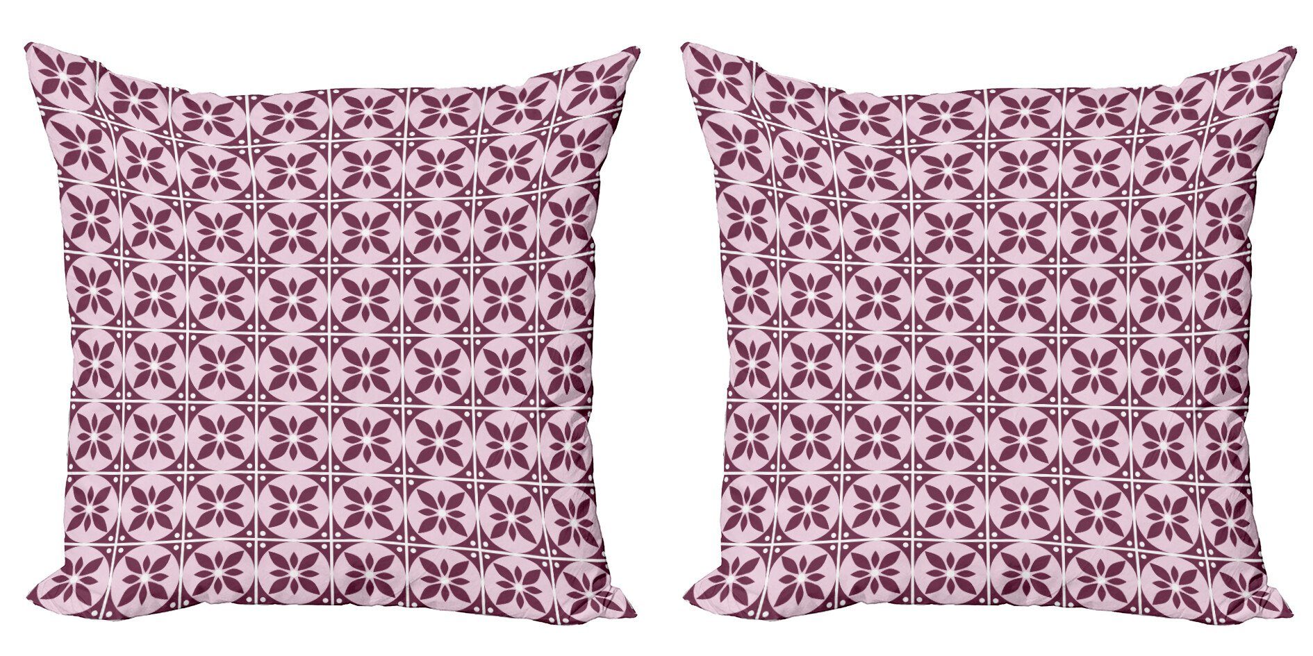 Kissenbezüge Modern Accent Doppelseitiger Digitaldruck, Abakuhaus (2 Stück), Ethnisch Vintage Tile Floral