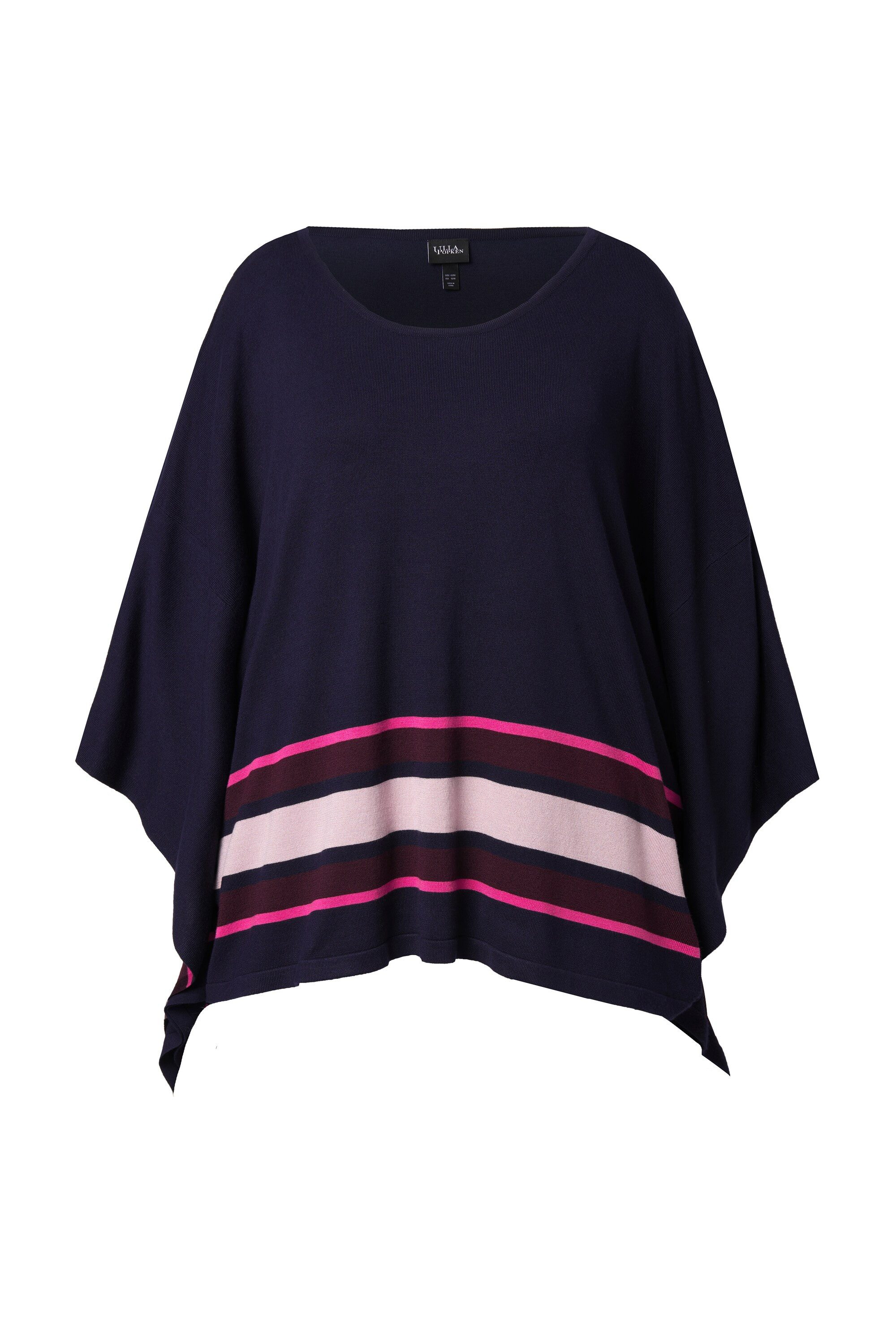 Ulla Popken Pullunder Strick-Cape Streifen Oversized Rundhals Langarm günstig online kaufen