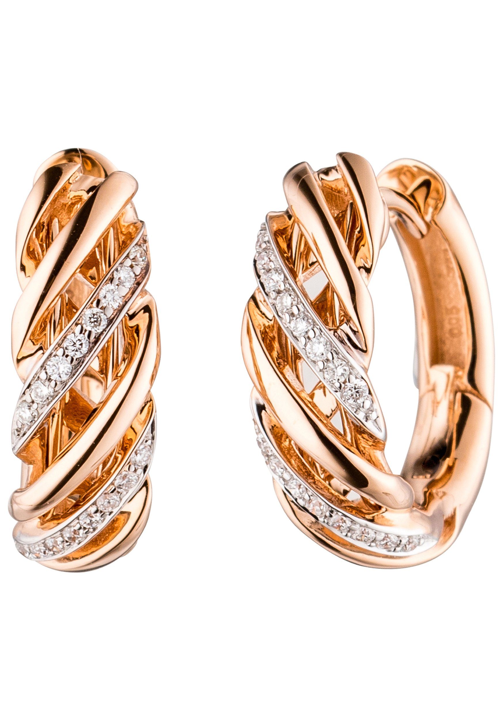 JOBO Paar Creolen, rund 585 Roségold ma...