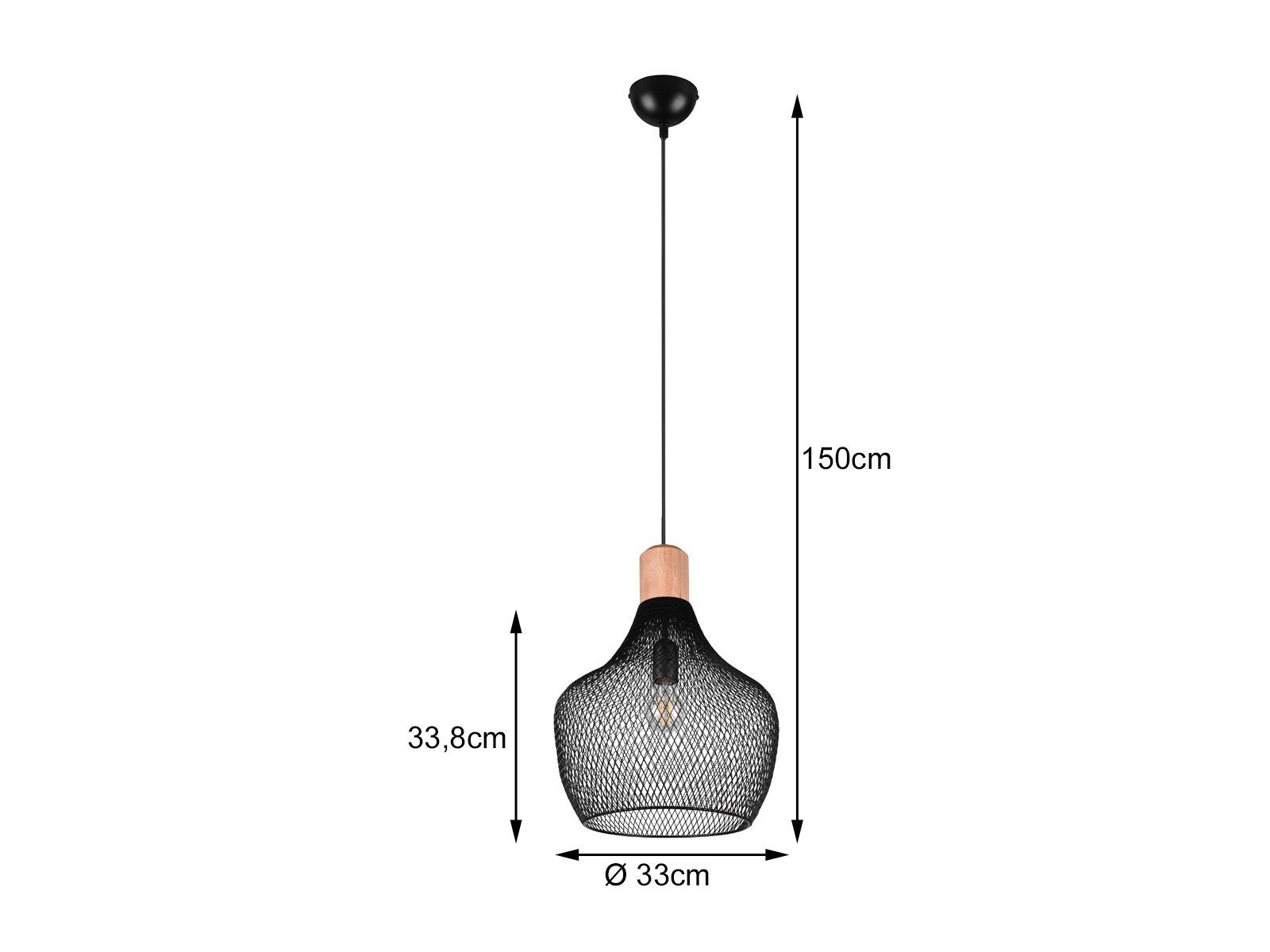 Ø33cm über-n warmweiß, LED Industrial Kücheninsel Dimmfunktion, LED für Pendelleuchte, meineWunschleuchte Esstisch Gitterlampe hängend, wechselbar,