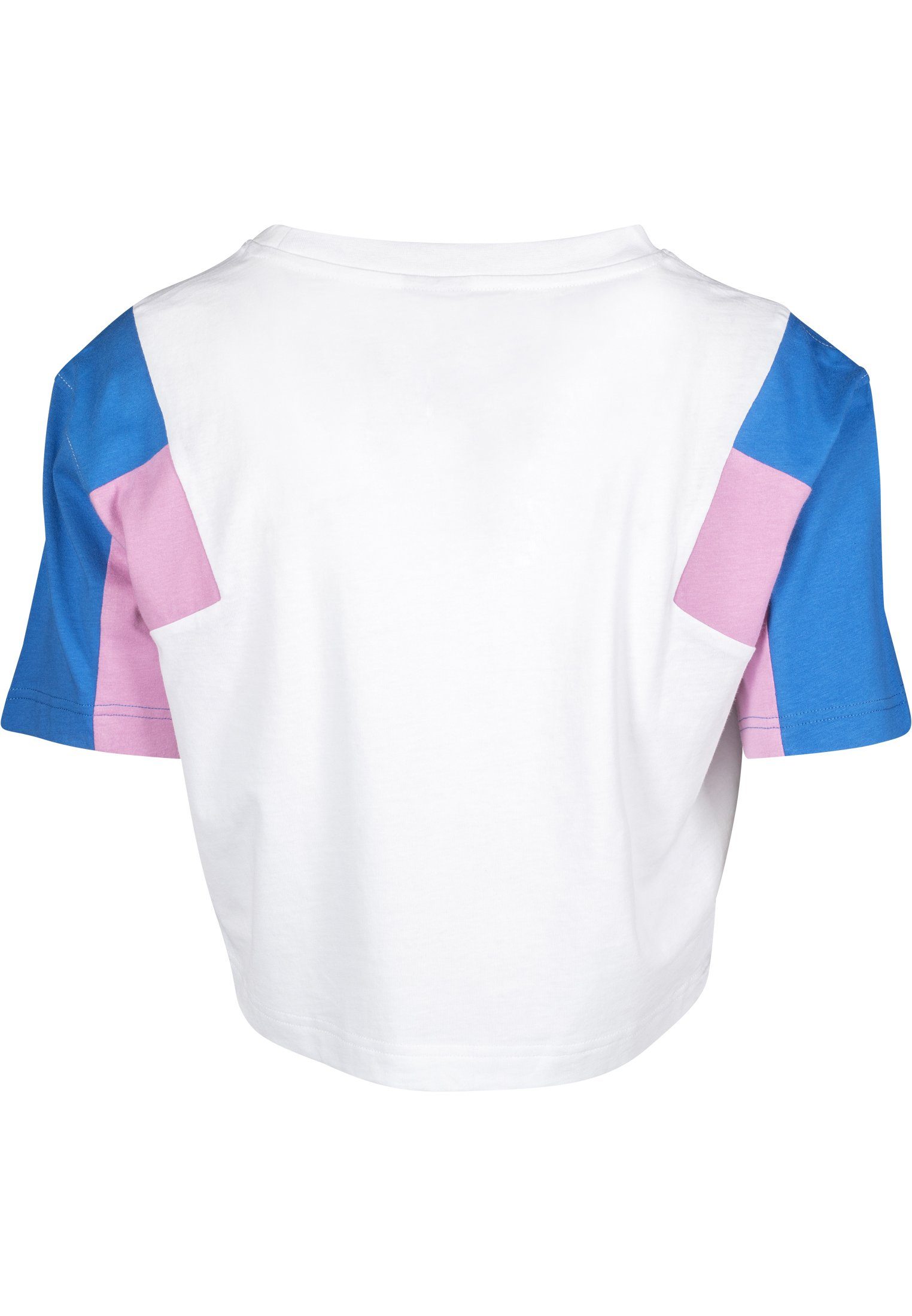 white/brightblue/coolpink Short Ladies URBAN CLASSICS (1-tlg) Damen Tee T-Shirt Oversize 3-Tone