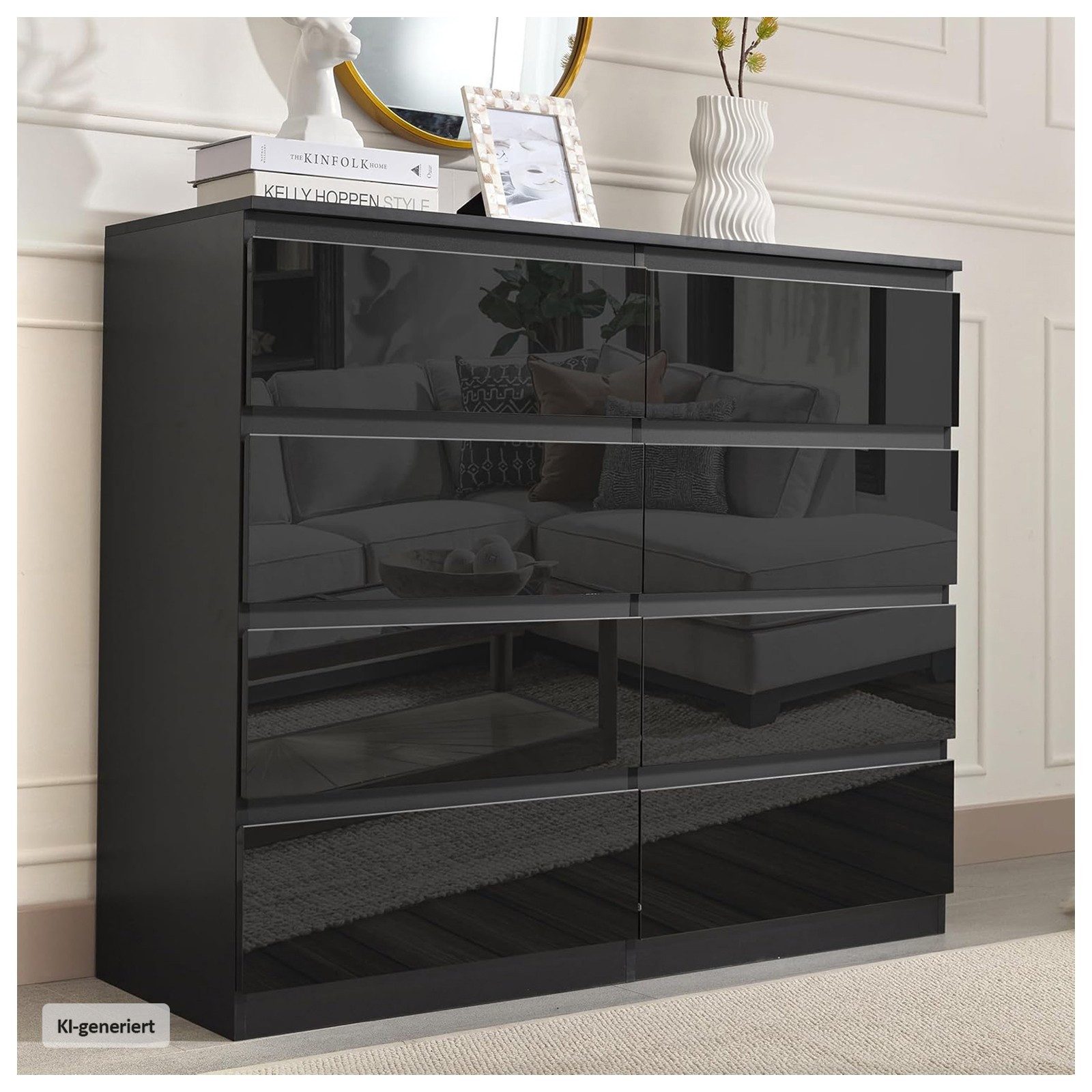 HTI-Living Kommode Kommode Kenji 8 Schubladen Hochglanz (Stück, 1 Kommode), Sideboard