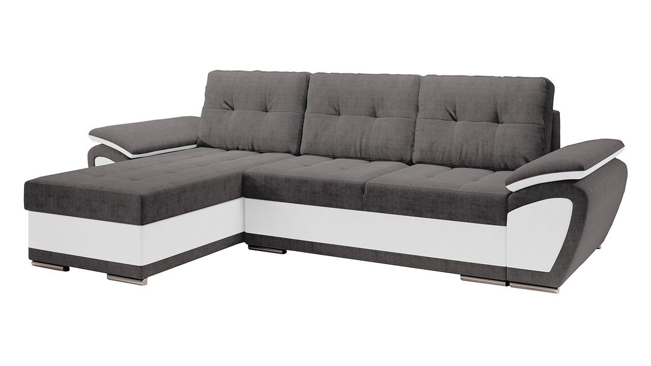MIRJAN24 Ecksofa Enzo, mit Schlaffunktion und Bettkasten, universal L-Form, Wellenfeder, Ausziehmechanismus