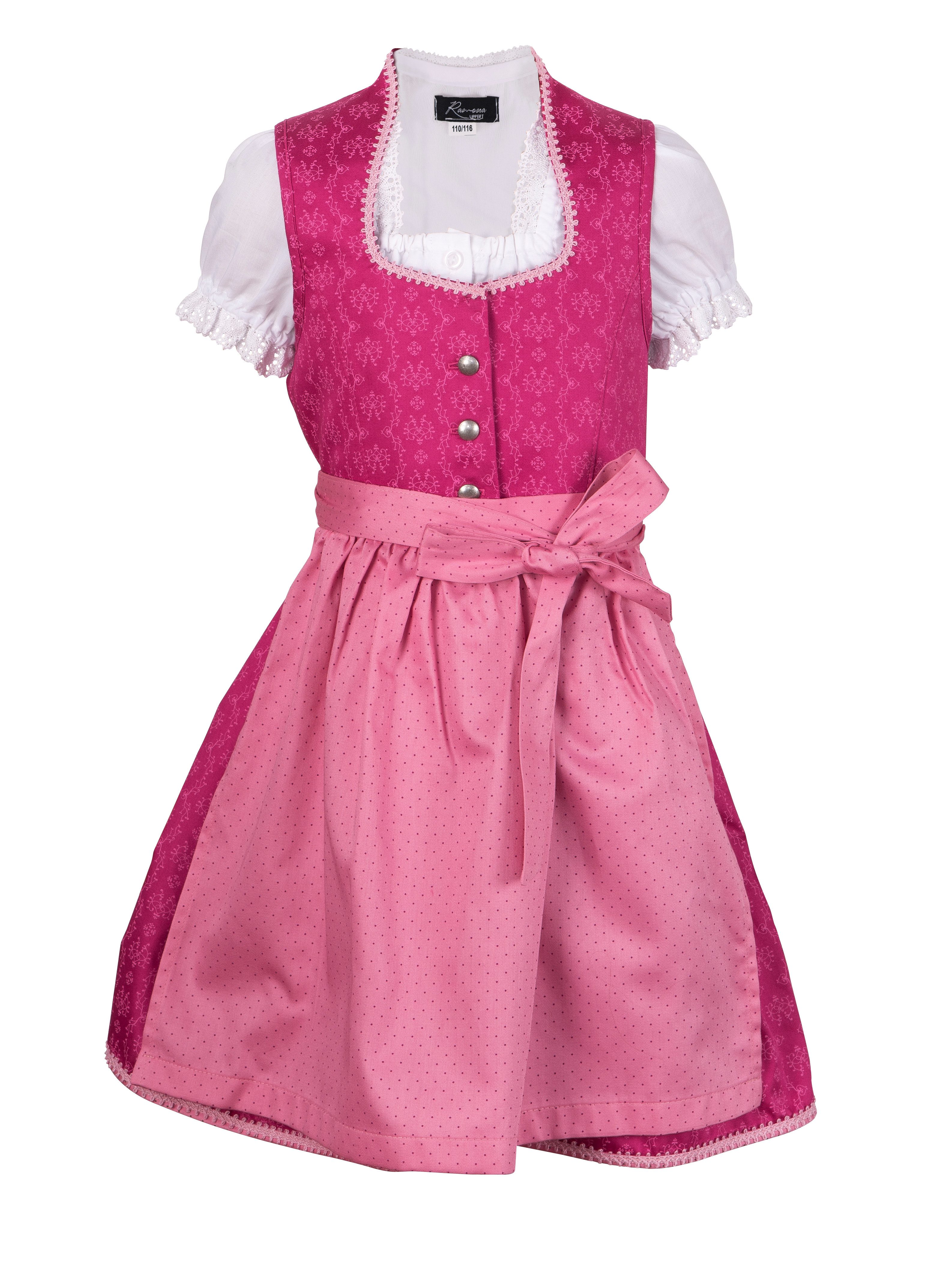 Ramona Lippert Dirndl Charlotta - pink - Größe 86-164 - Kinderdirndl mit Bluse