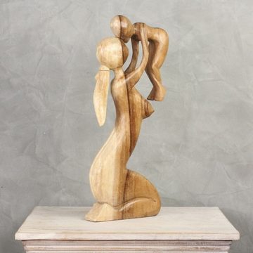 Oriental Galerie Dekofigur Figur Abstrakt Mutter mit Kind Holz 50 cm (1 St), geschnitzt, Holzdeko, Kunstfigur, Skulptur, Kunstobjekt