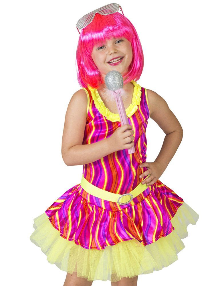 Funny Fashion Kostüm »Disco Queen Kostüm Striped für Mädchen - Schönes Neon  Rave 70er 80er Jahre Kleid für Kinder«
