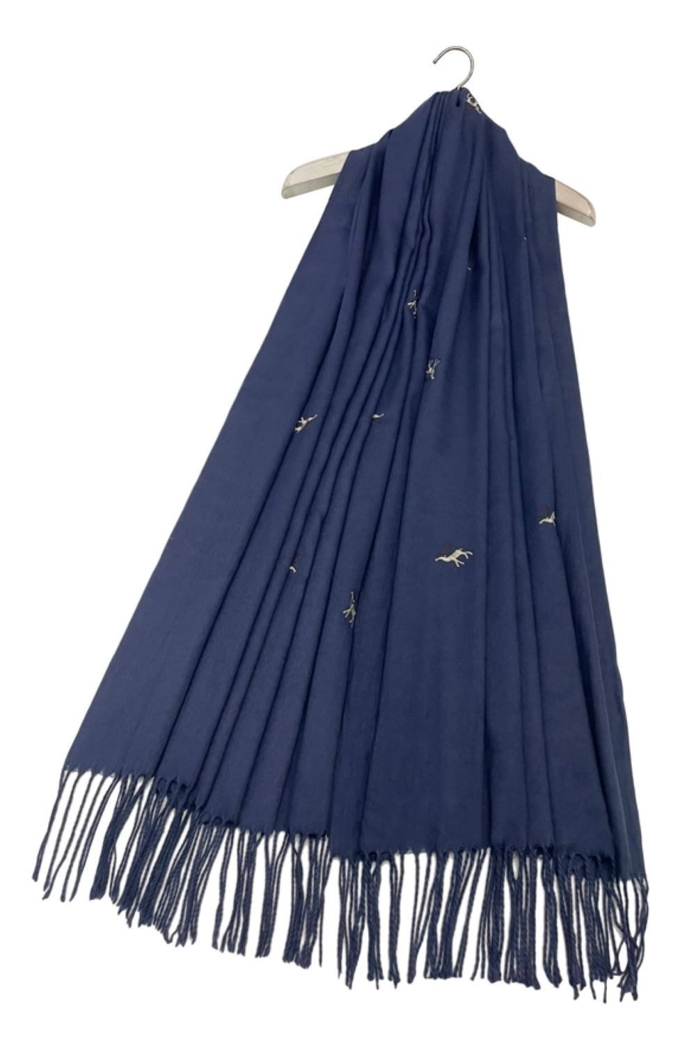 Fashion Scarf World Modeschal Eleganter Damen-Schal mit Rentier-Stickerei, Fein verarbeitet und mit stilvollen Fransen