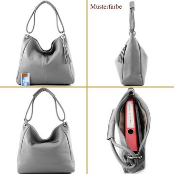 modamoda de Schultertasche T165v2, Echtleder Handmade in Italy