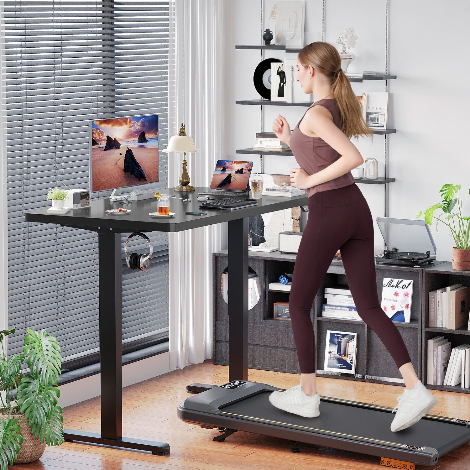 HOMALL Schreibtisch Höhenverstellbarer Elektrisch mit 25mm starker einteiliger Tischplatte (Ausgestatet mt wel Motoren und dopetn Verstartunstreben, tragt er uber 1Oo kg und lasst sich nachoben und unten sowie nach links und rechts versten)