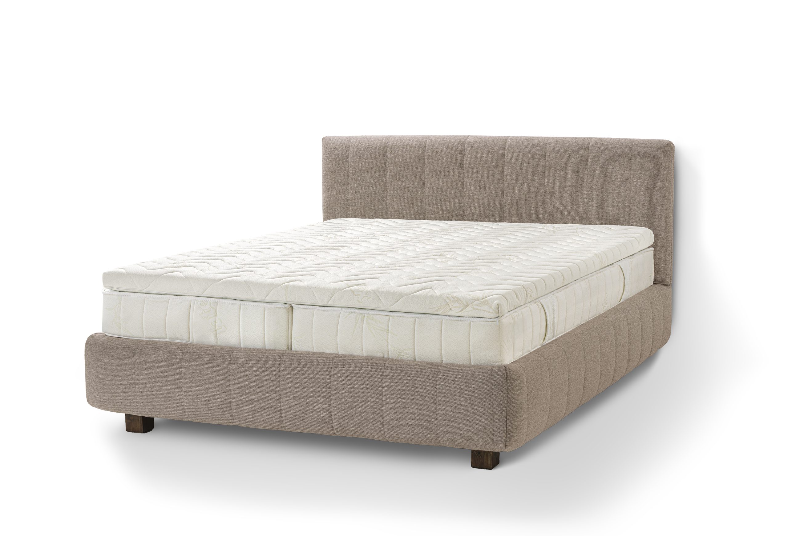 Letti Moderni Holzbett Bett Calma, hergestellt aus hochwertigem Massivholz Siena Dark Beige
